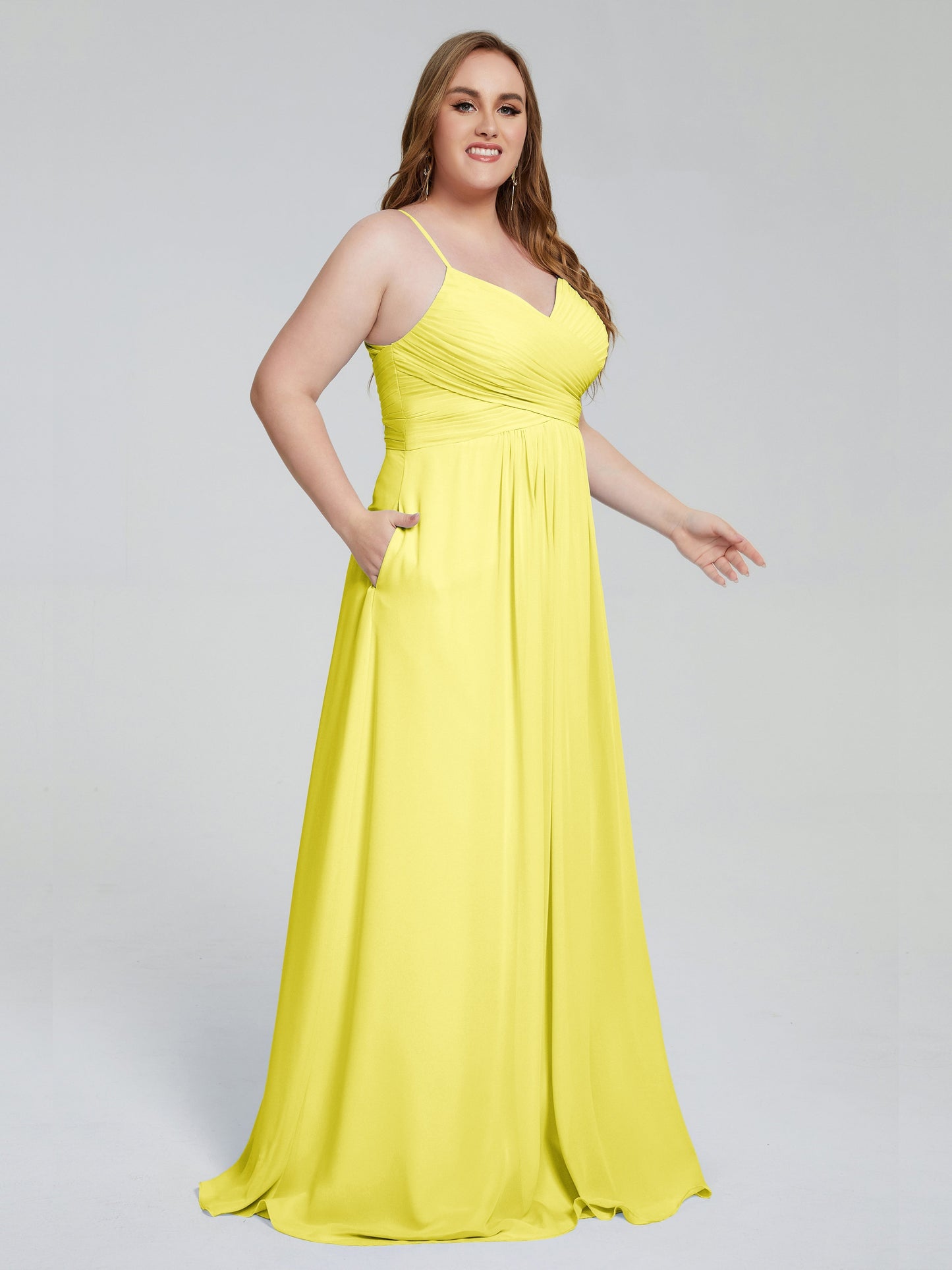 Julianna Modest Spaghetti Straps Plus Size Bridesmaid Dresses