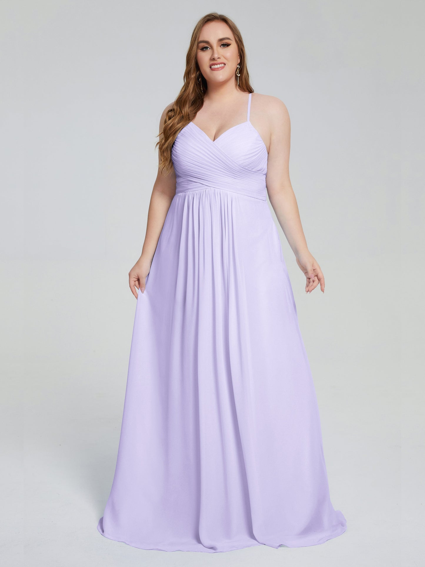 Julianna Modest Spaghetti Straps Plus Size Bridesmaid Dresses