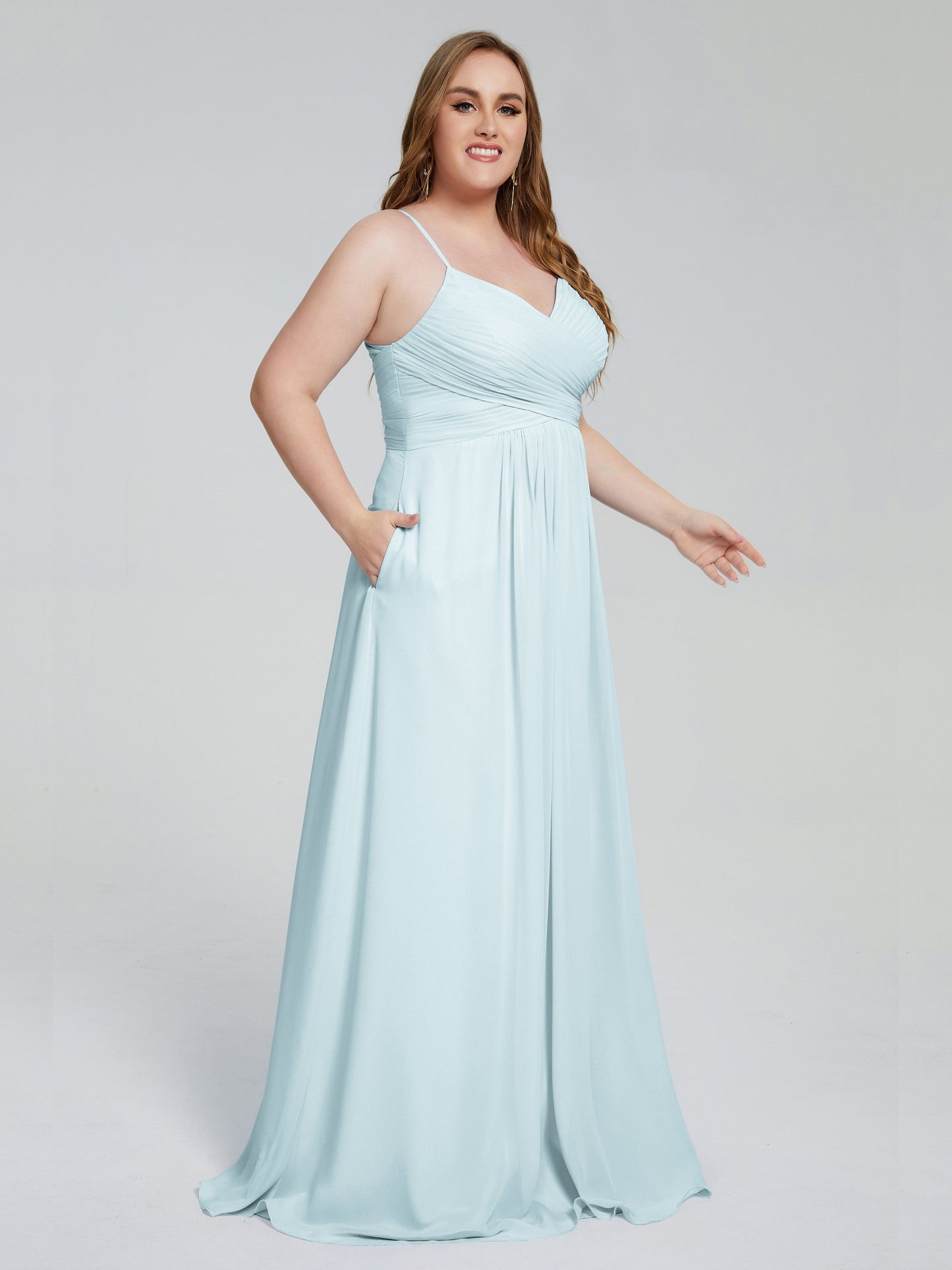 Julianna Modest Spaghetti Straps Plus Size Bridesmaid Dresses