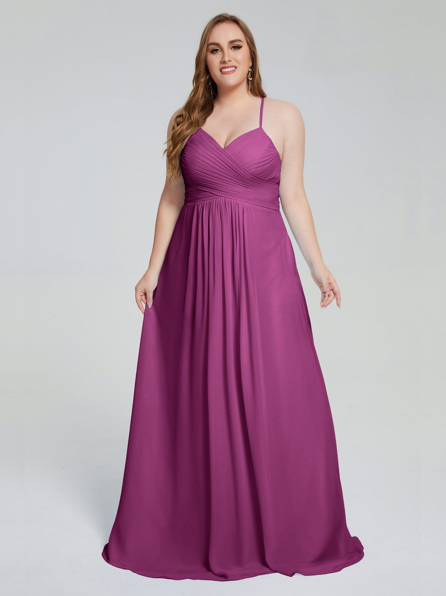 Julianna Modest Spaghetti Straps Plus Size Bridesmaid Dresses