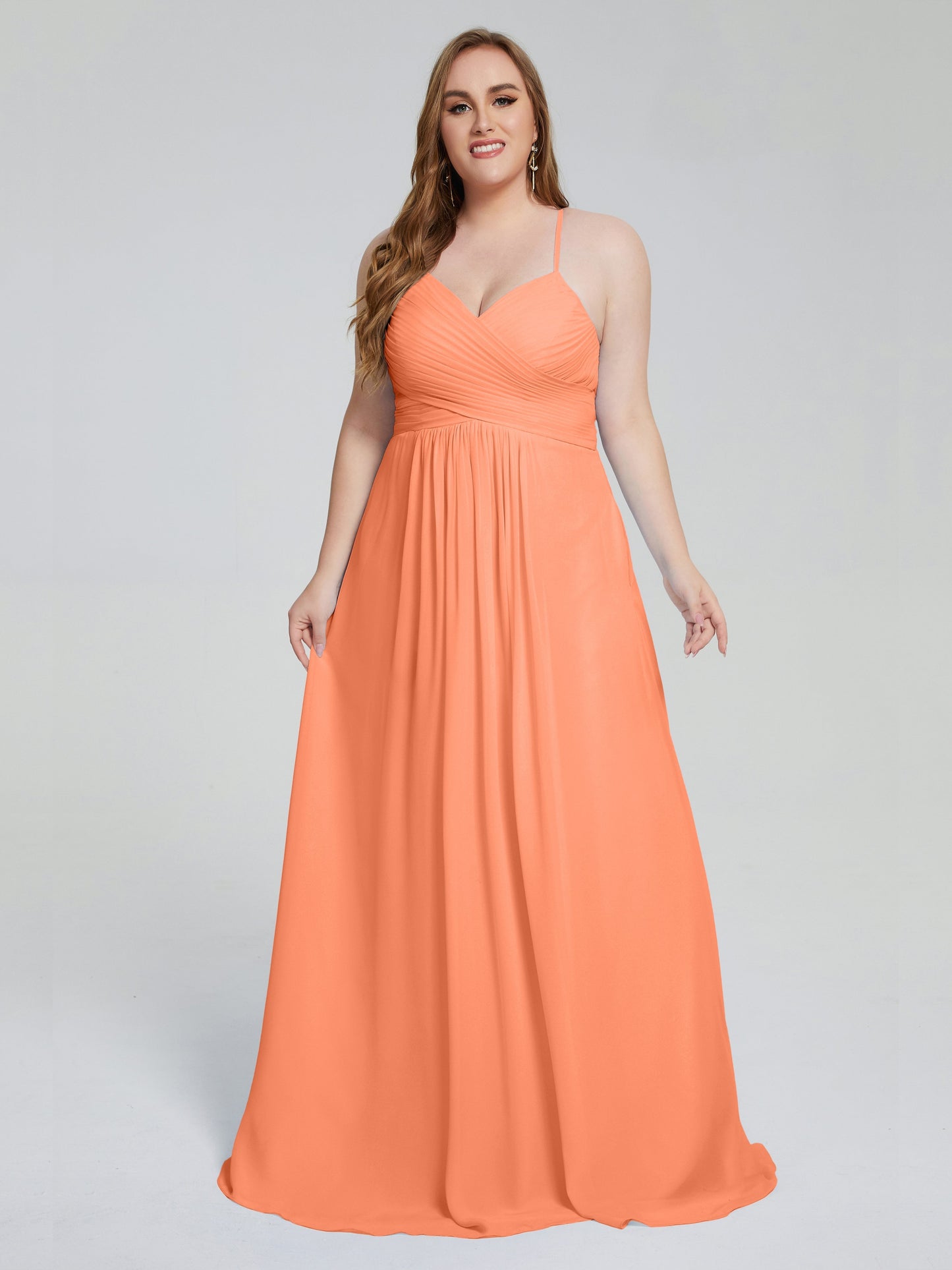 Julianna Modest Spaghetti Straps Plus Size Bridesmaid Dresses
