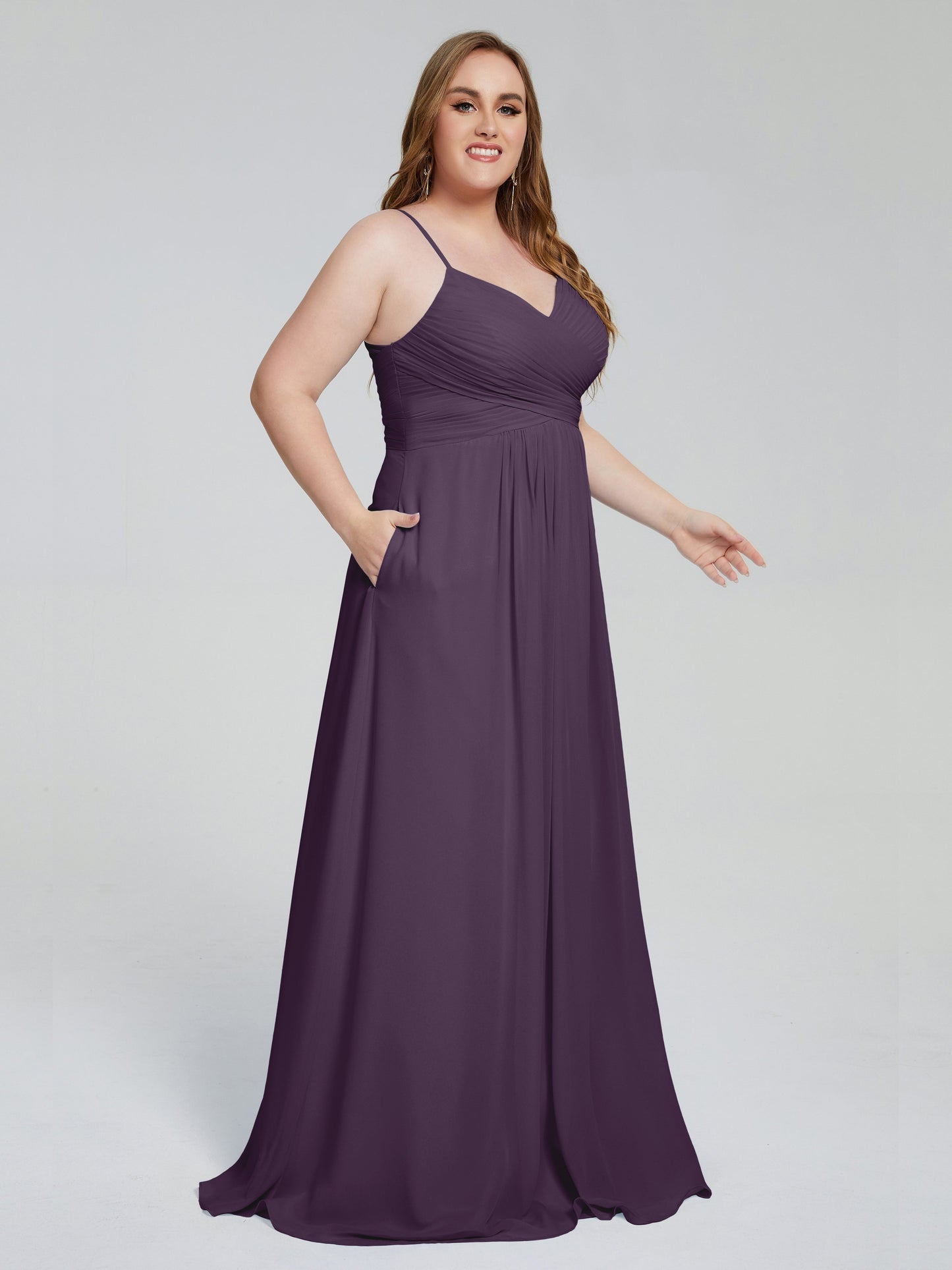 Julianna Modest Spaghetti Straps Plus Size Bridesmaid Dresses