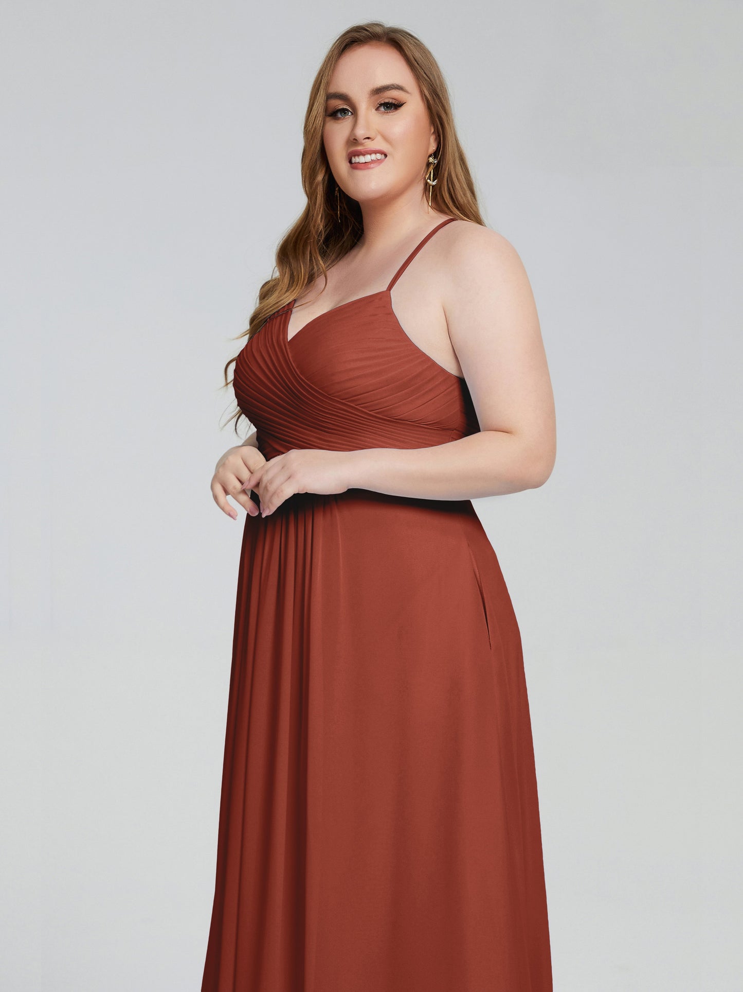 Julianna Modest Spaghetti Straps Plus Size Bridesmaid Dresses