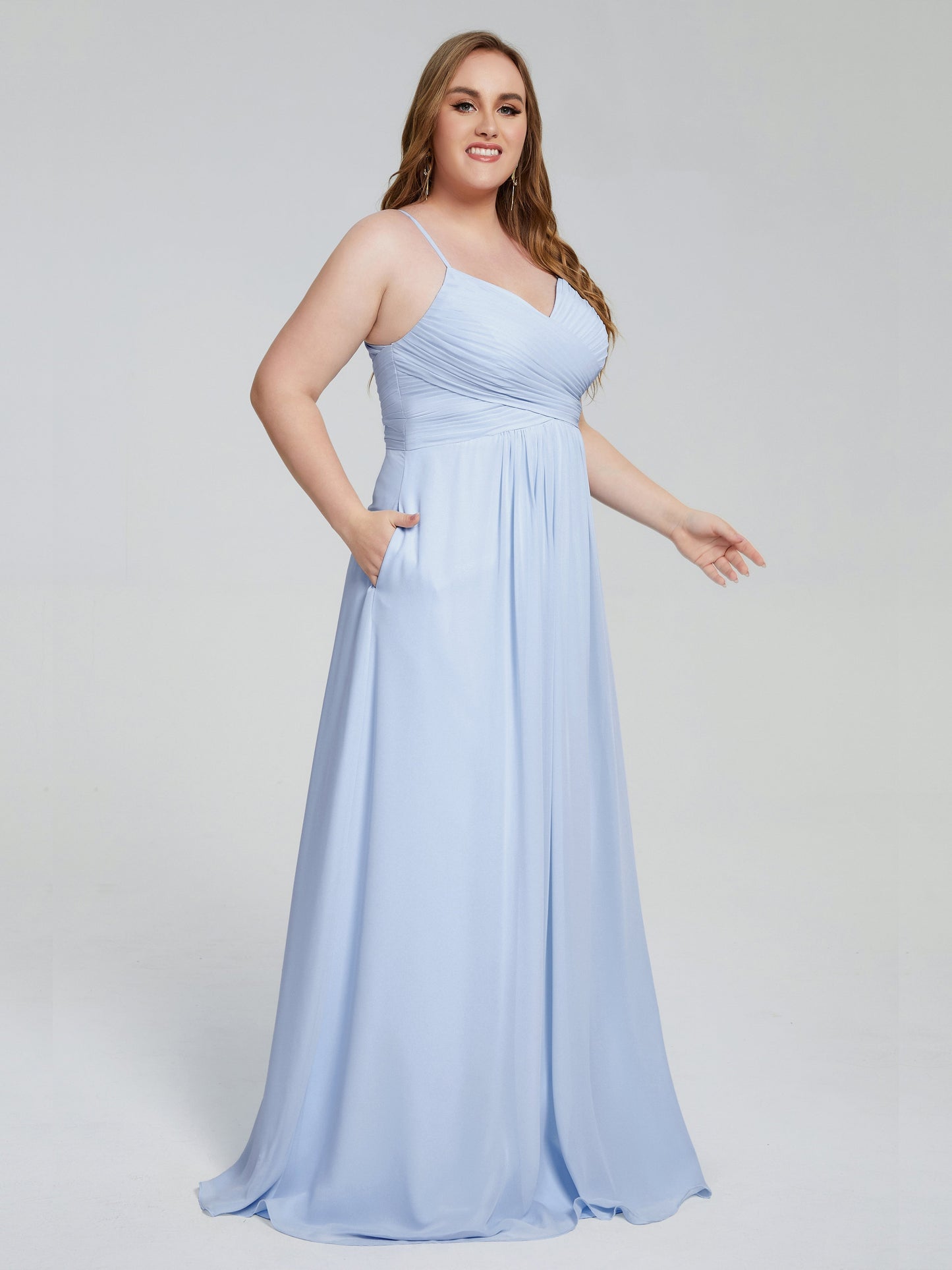 Julianna Modest Spaghetti Straps Plus Size Bridesmaid Dresses
