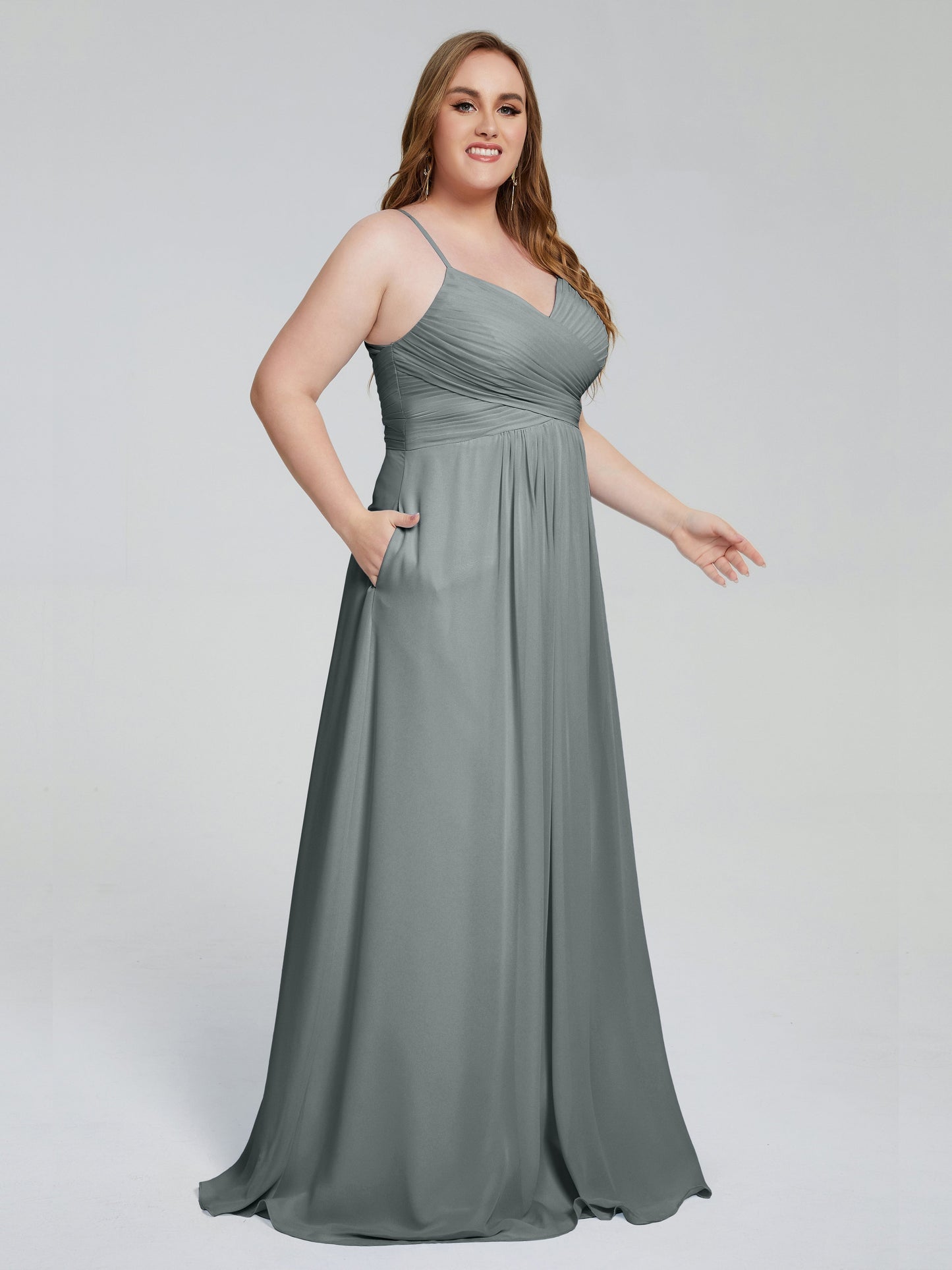 Julianna Modest Spaghetti Straps Plus Size Bridesmaid Dresses