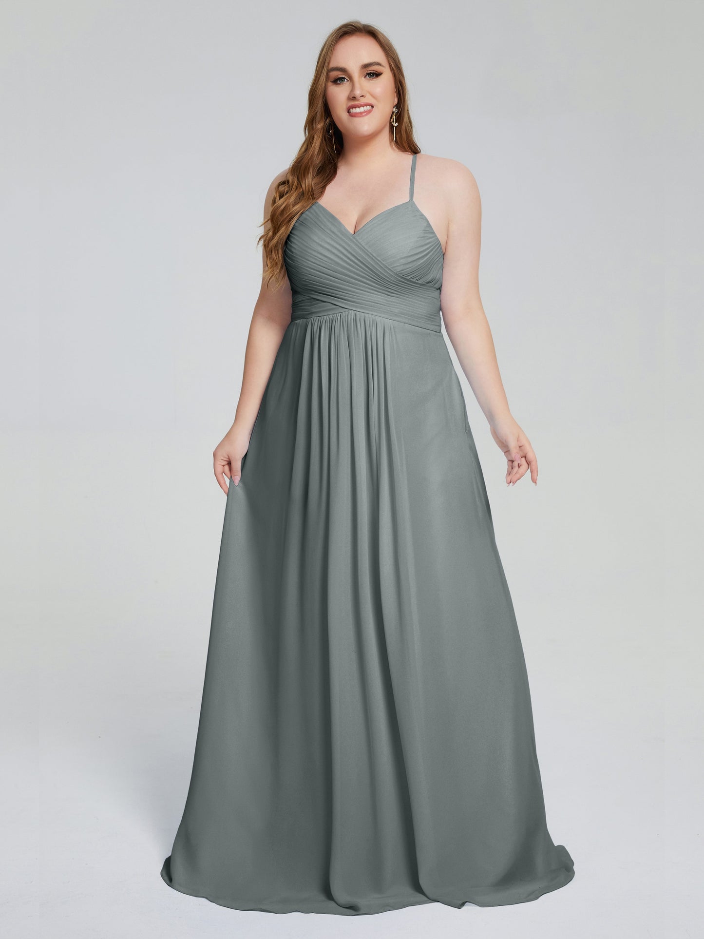 Julianna Modest Spaghetti Straps Plus Size Bridesmaid Dresses