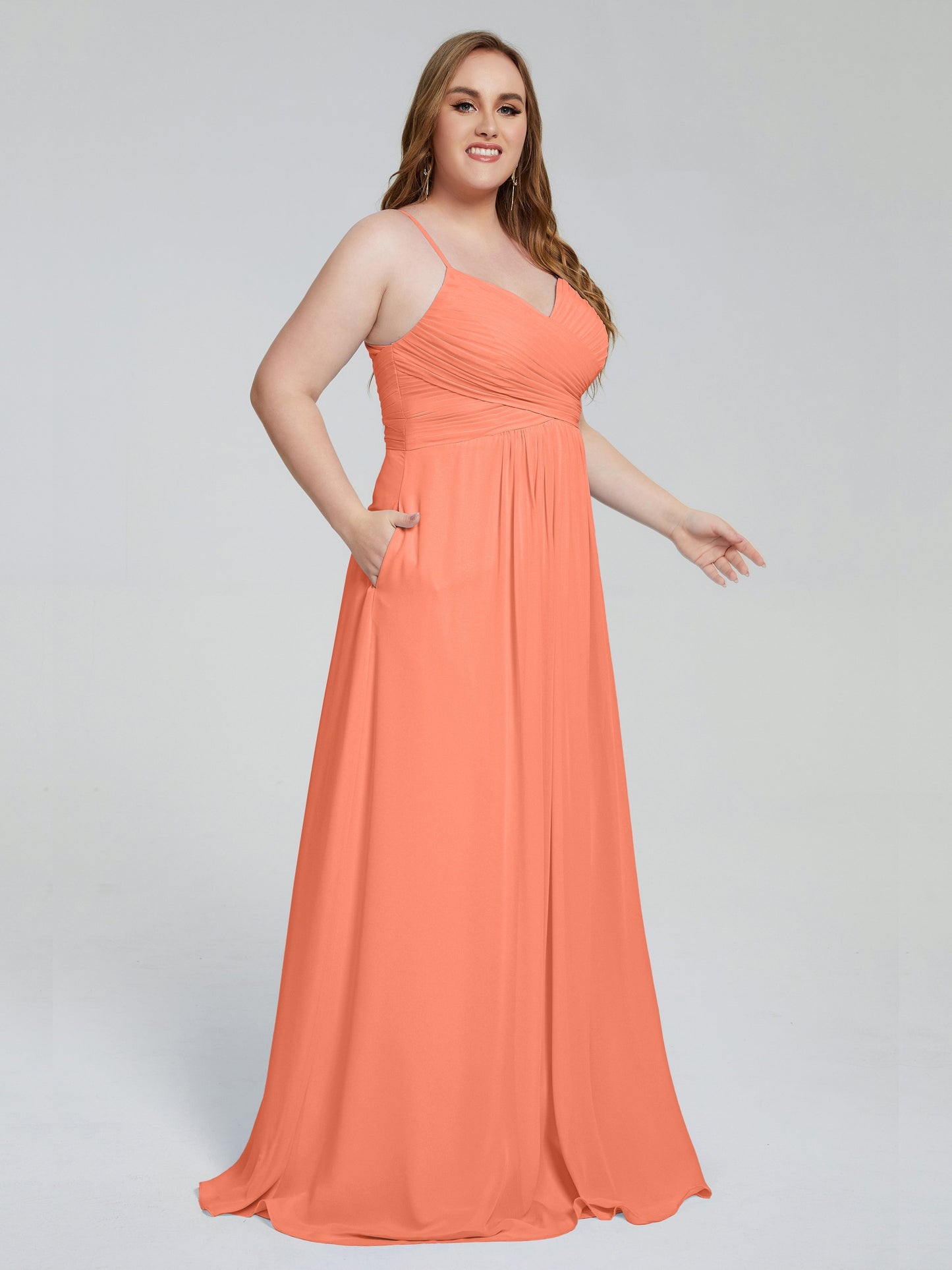 Julianna Modest Spaghetti Straps Plus Size Bridesmaid Dresses