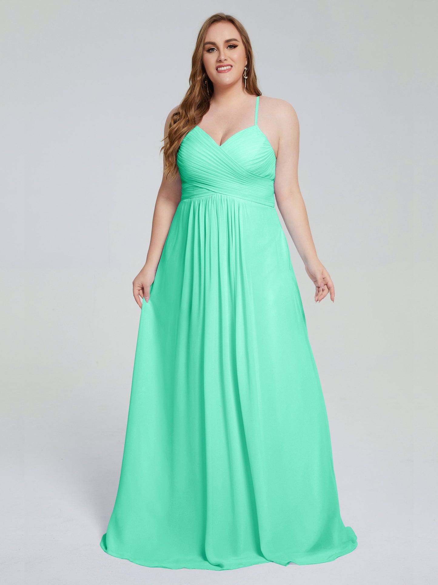 Julianna Modest Spaghetti Straps Plus Size Bridesmaid Dresses
