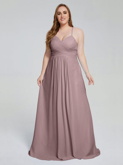 Julianna Modest Spaghetti Straps Plus Size Bridesmaid Dresses
