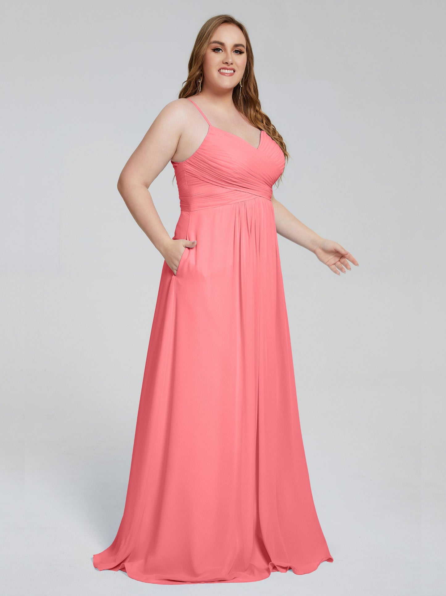 Julianna Modest Spaghetti Straps Plus Size Bridesmaid Dresses