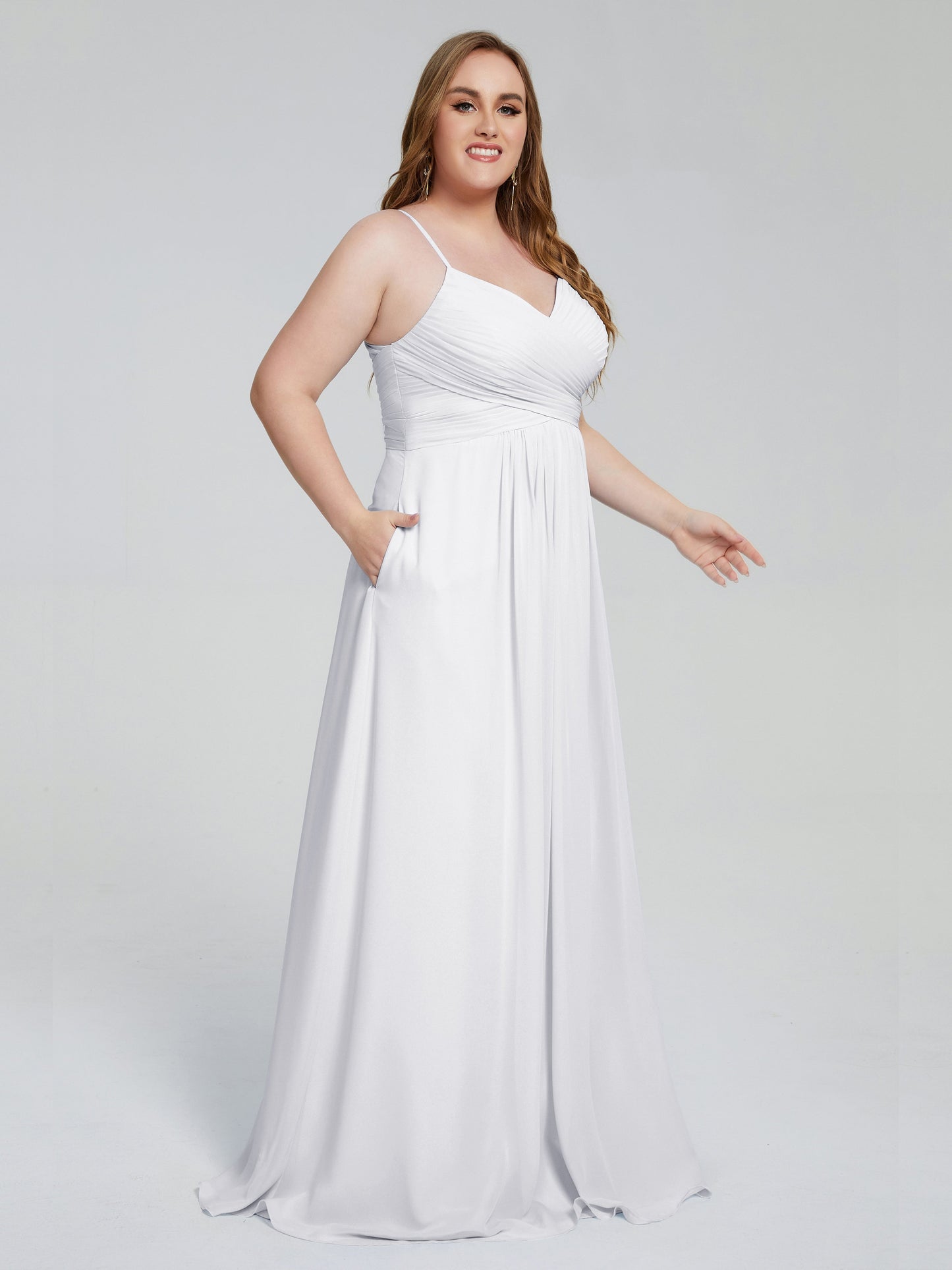 Julianna Modest Spaghetti Straps Plus Size Bridesmaid Dresses