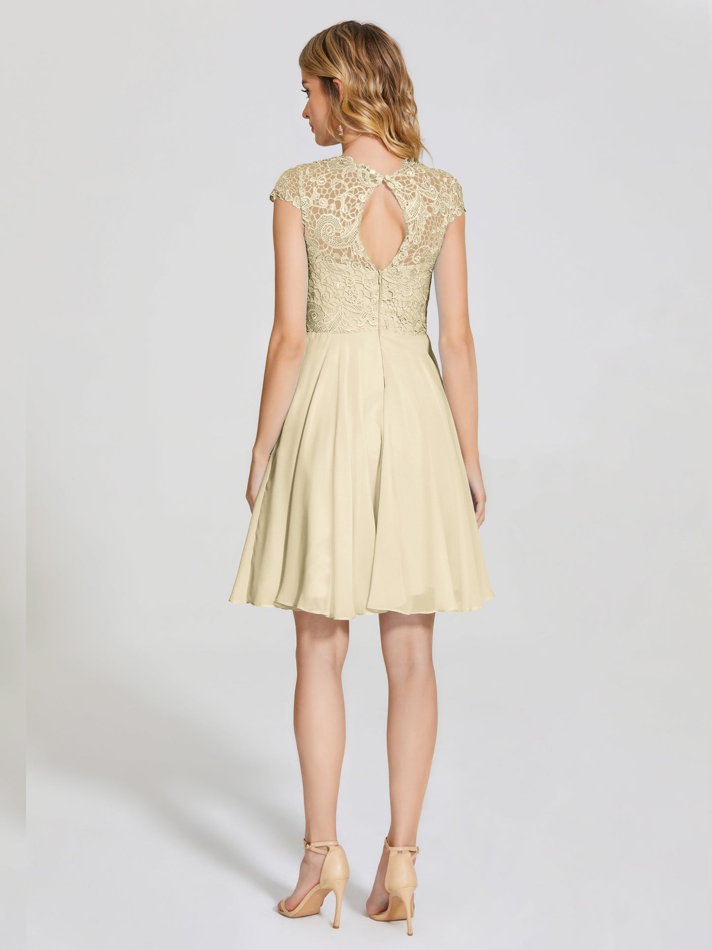 Alana Lace Cap Sleeves Short Bridesmaid Dress