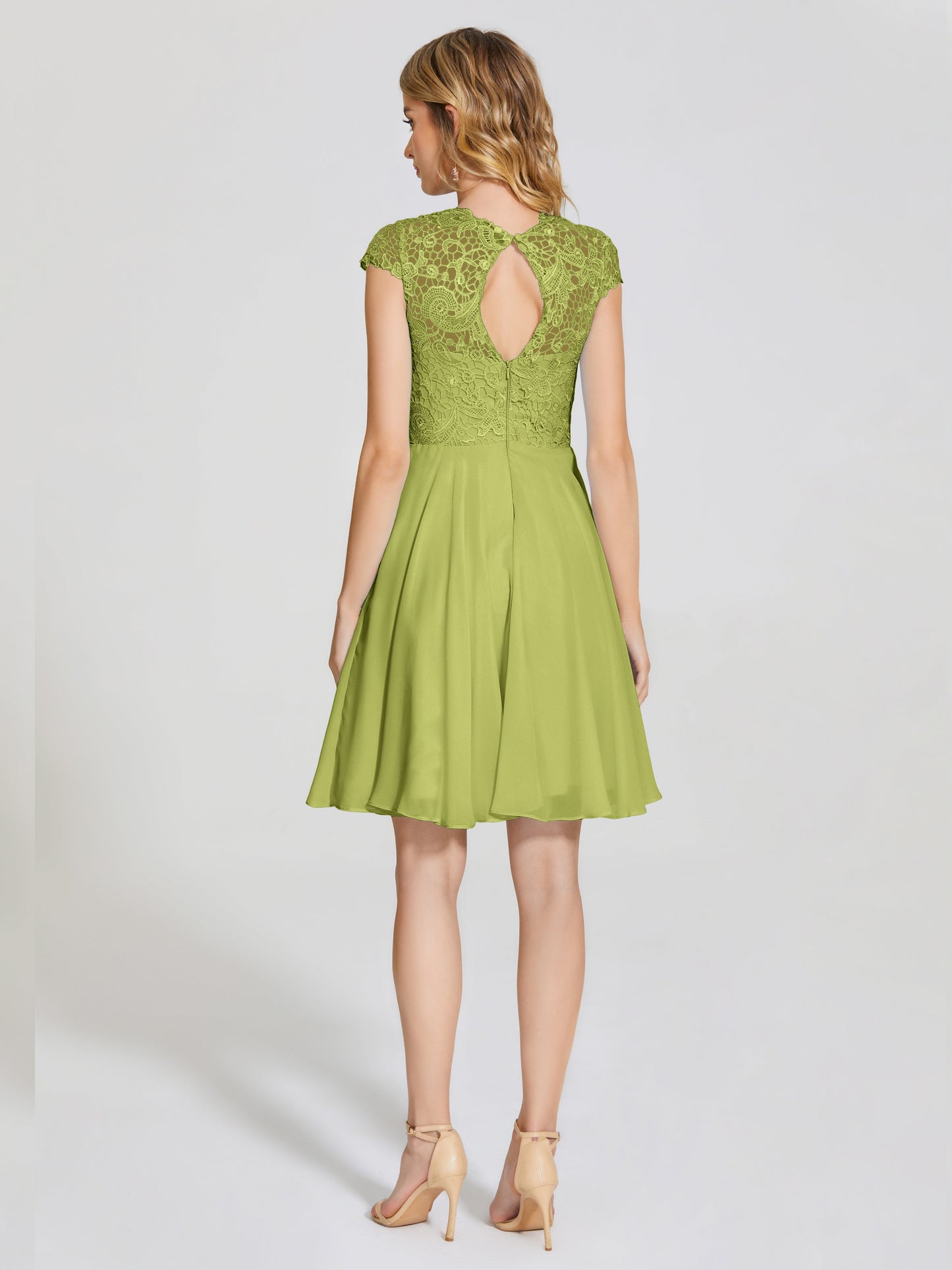 Alana Lace Cap Sleeves Short Bridesmaid Dress