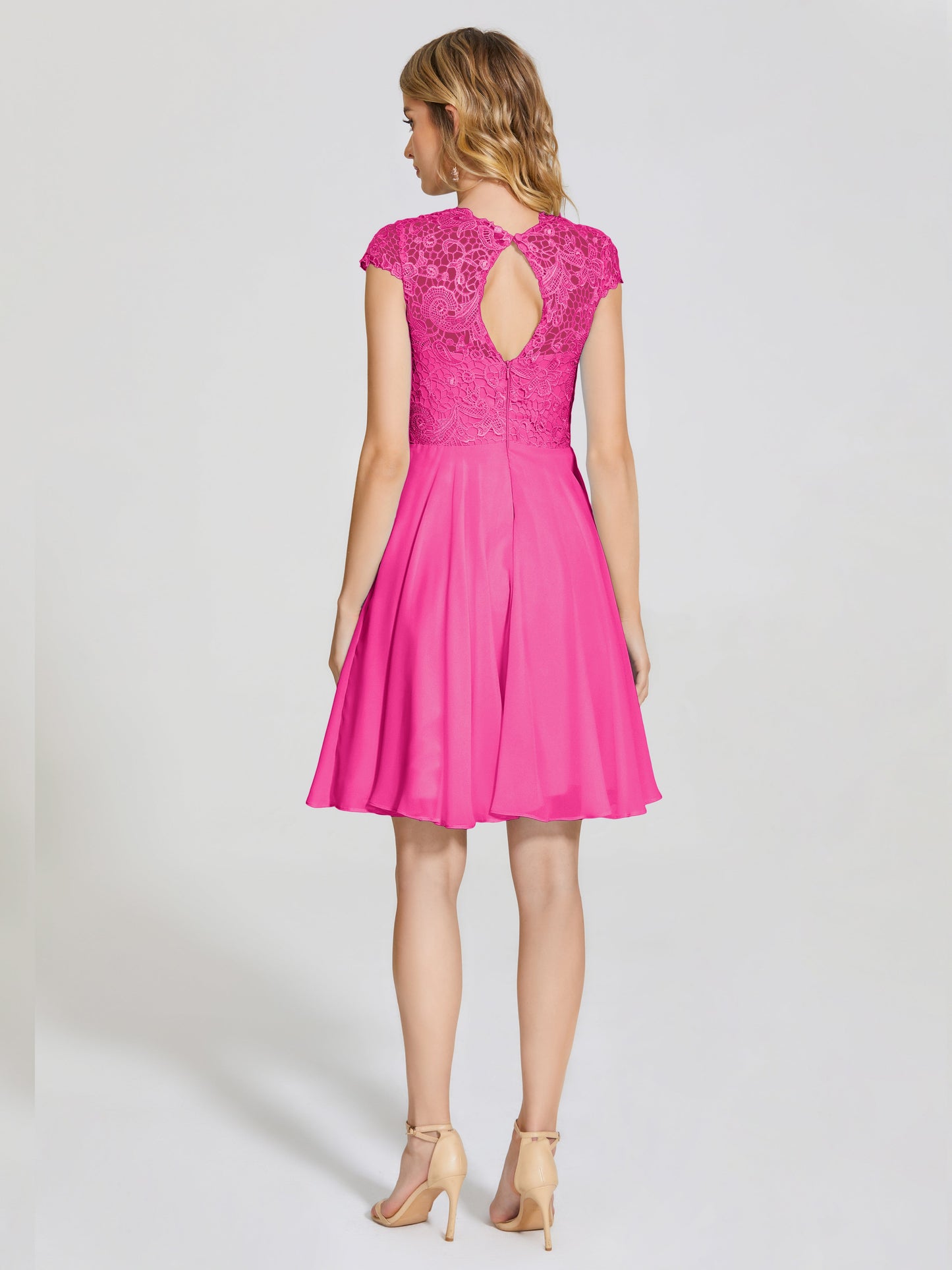 Alana Lace Cap Sleeves Short Bridesmaid Dress
