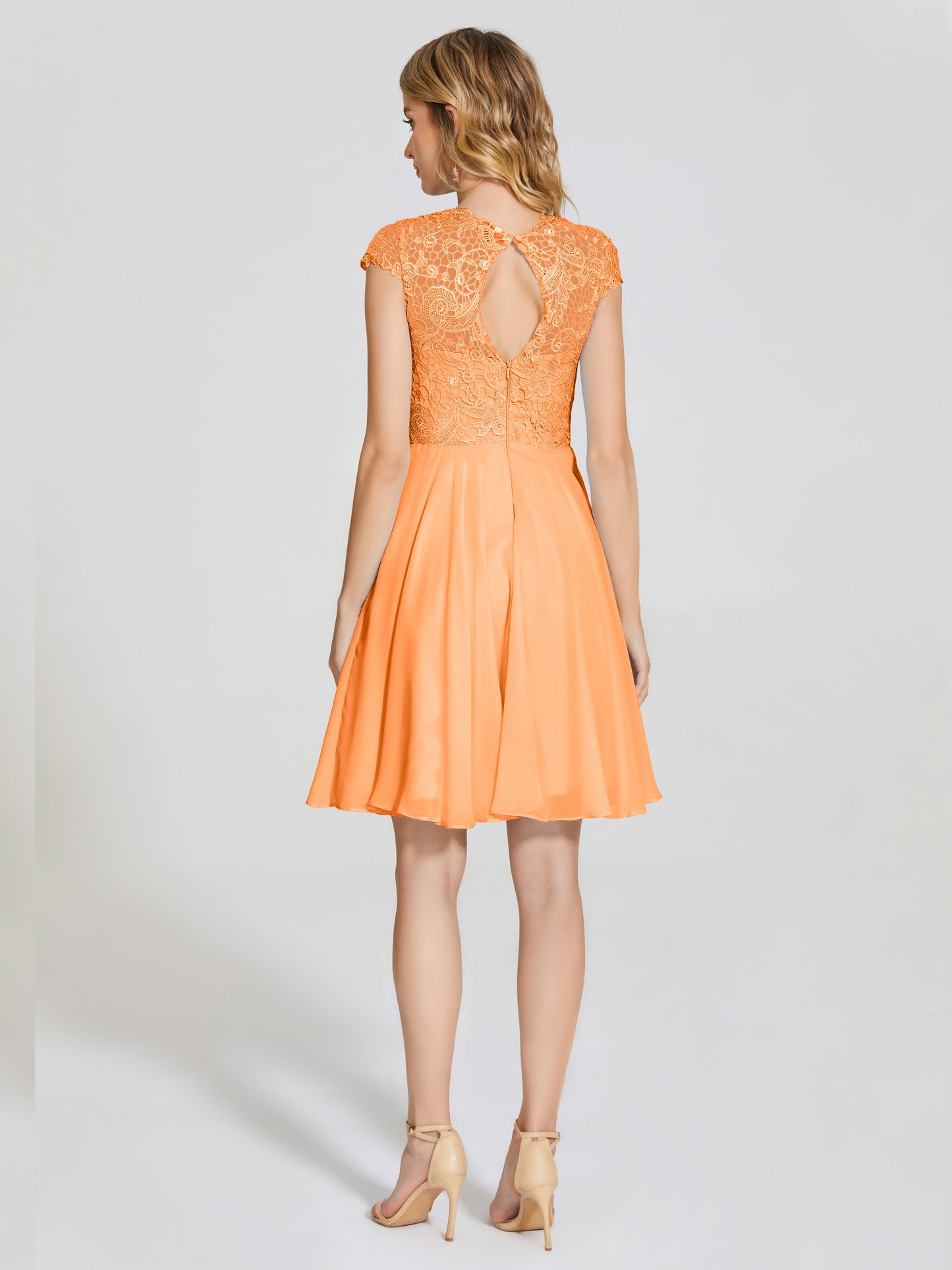 Alana Lace Cap Sleeves Short Bridesmaid Dress