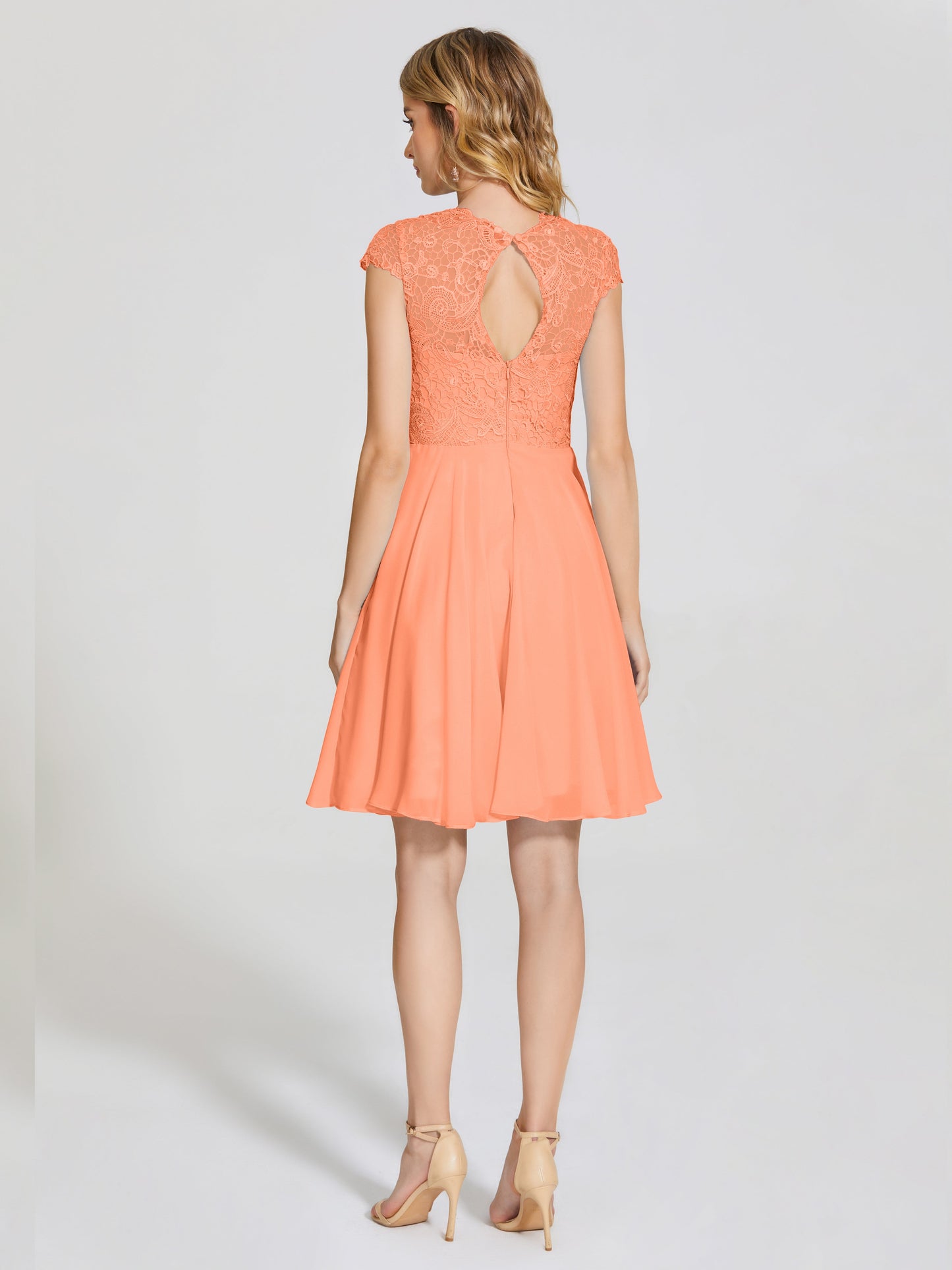 Alana Lace Cap Sleeves Short Bridesmaid Dress