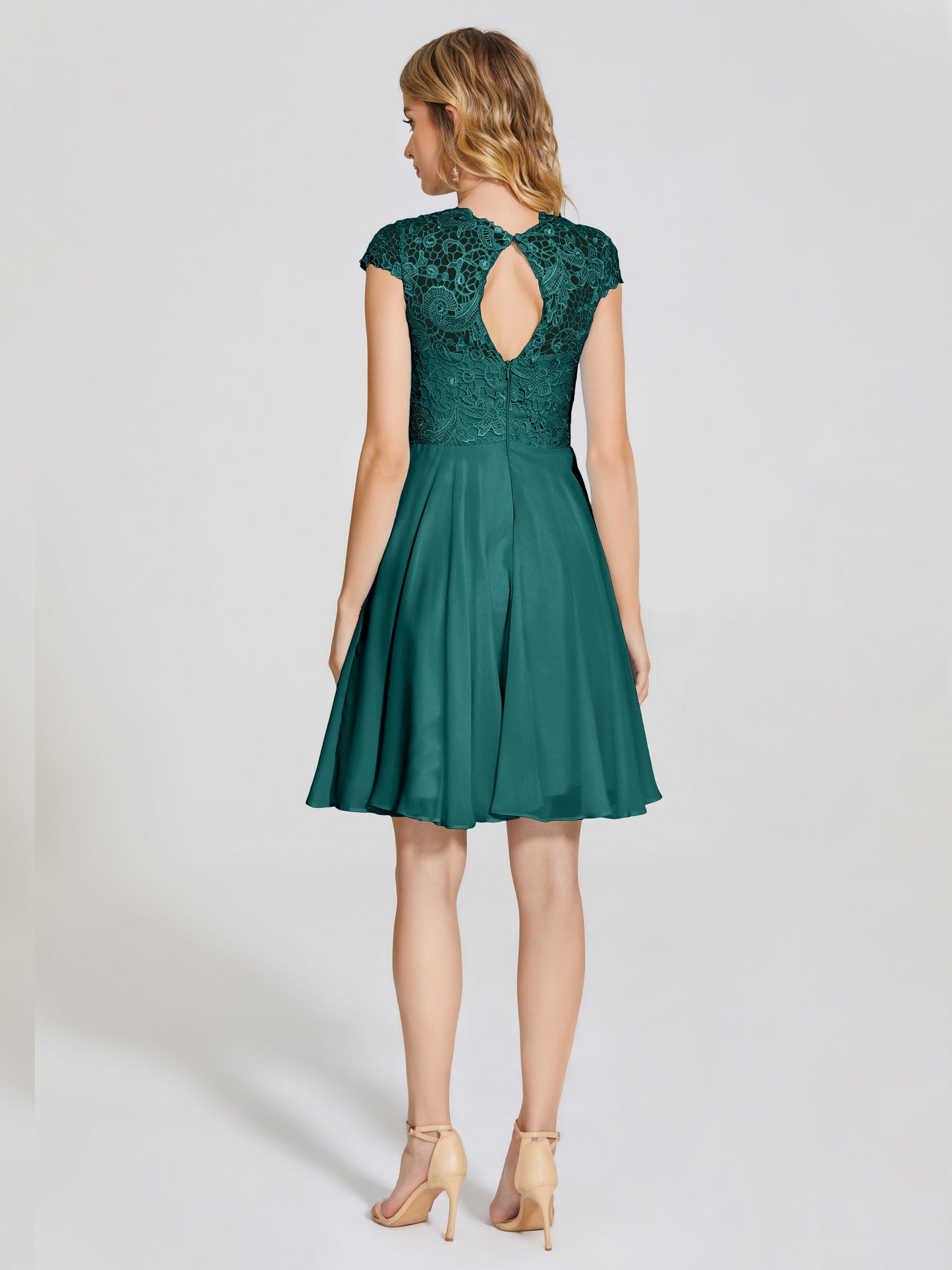 Alana Lace Cap Sleeves Short Bridesmaid Dress