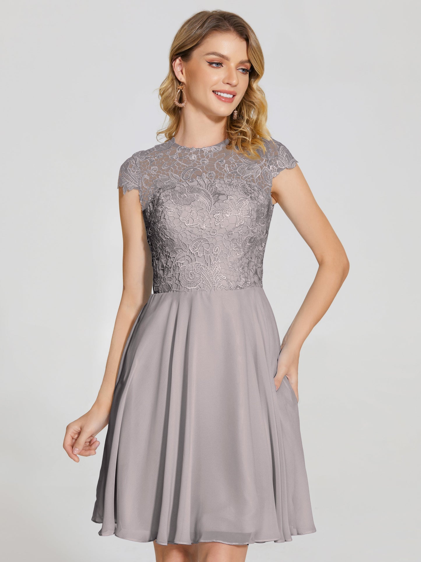 Alana Lace Cap Sleeves Short Bridesmaid Dress