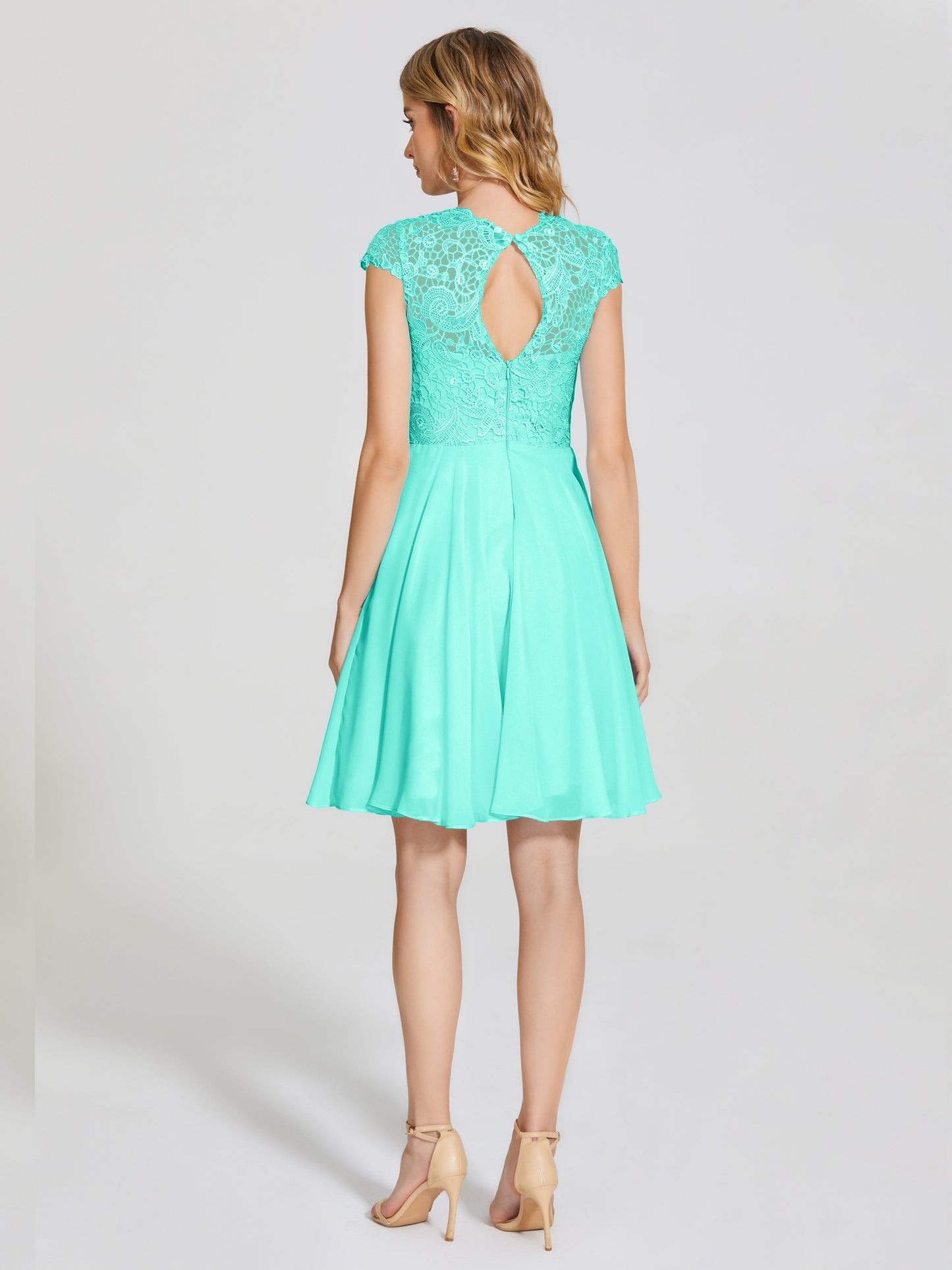 Alana Lace Cap Sleeves Short Bridesmaid Dress