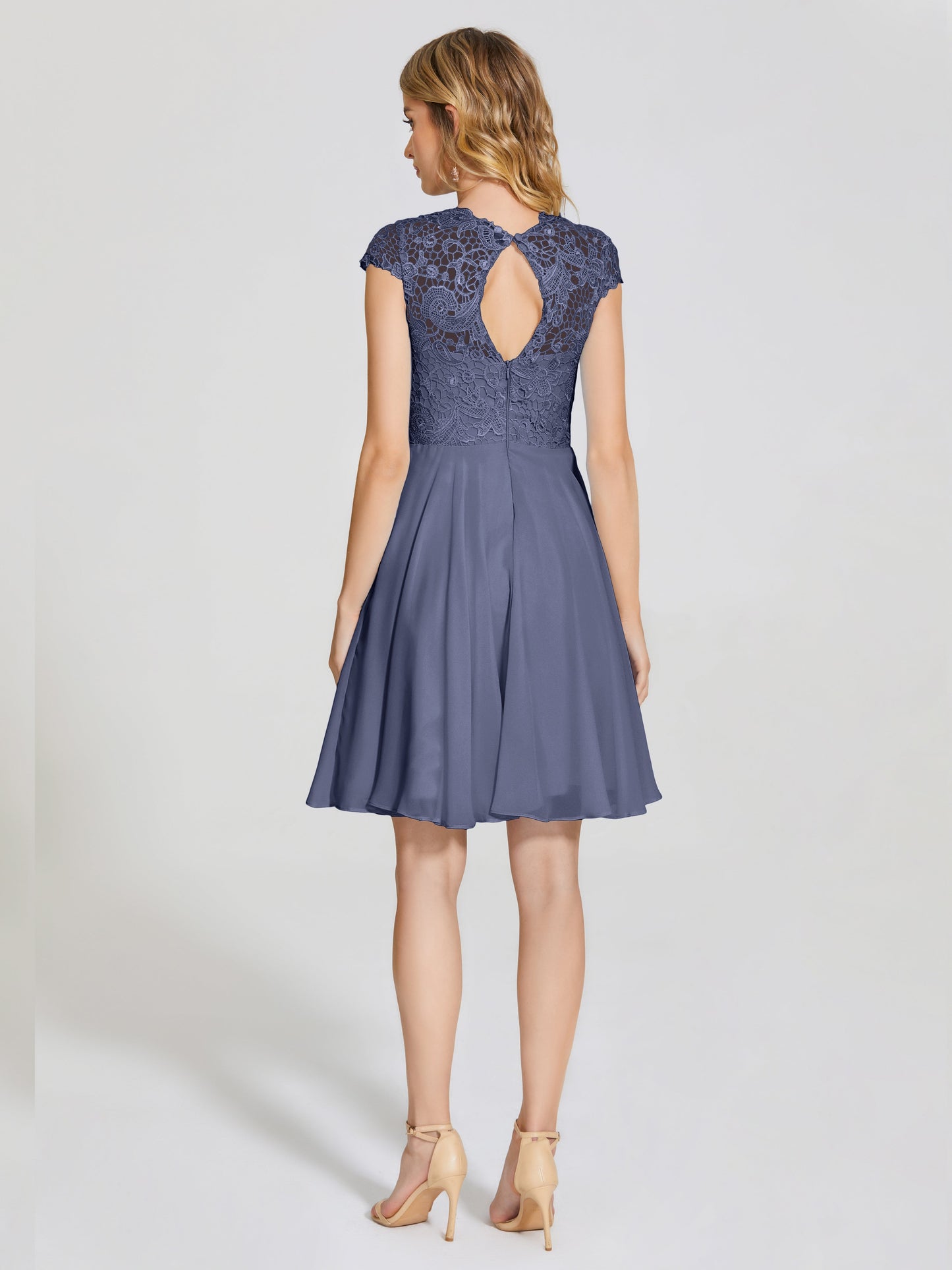 Alana Lace Cap Sleeves Short Bridesmaid Dress