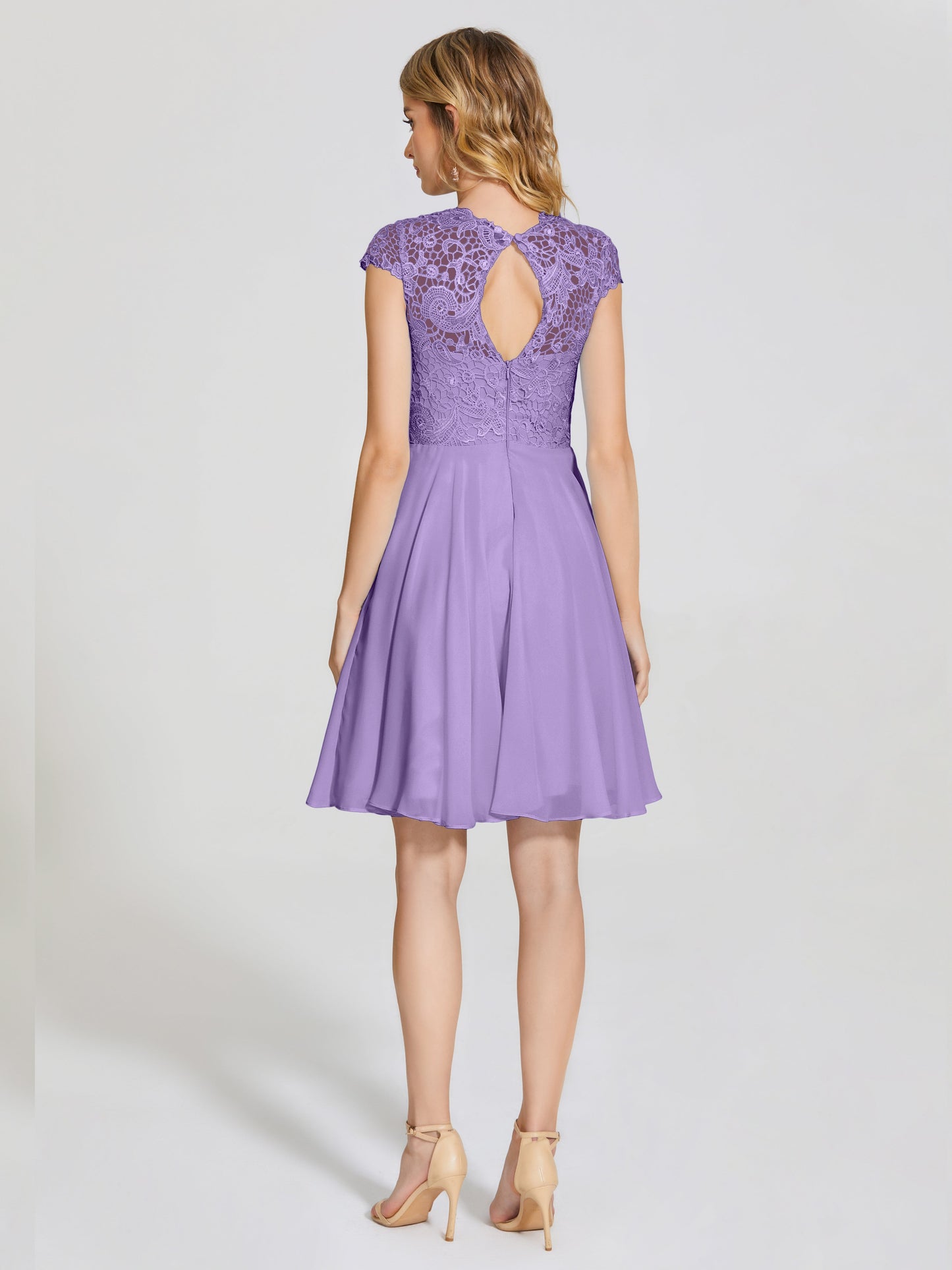 Alana Lace Cap Sleeves Short Bridesmaid Dress