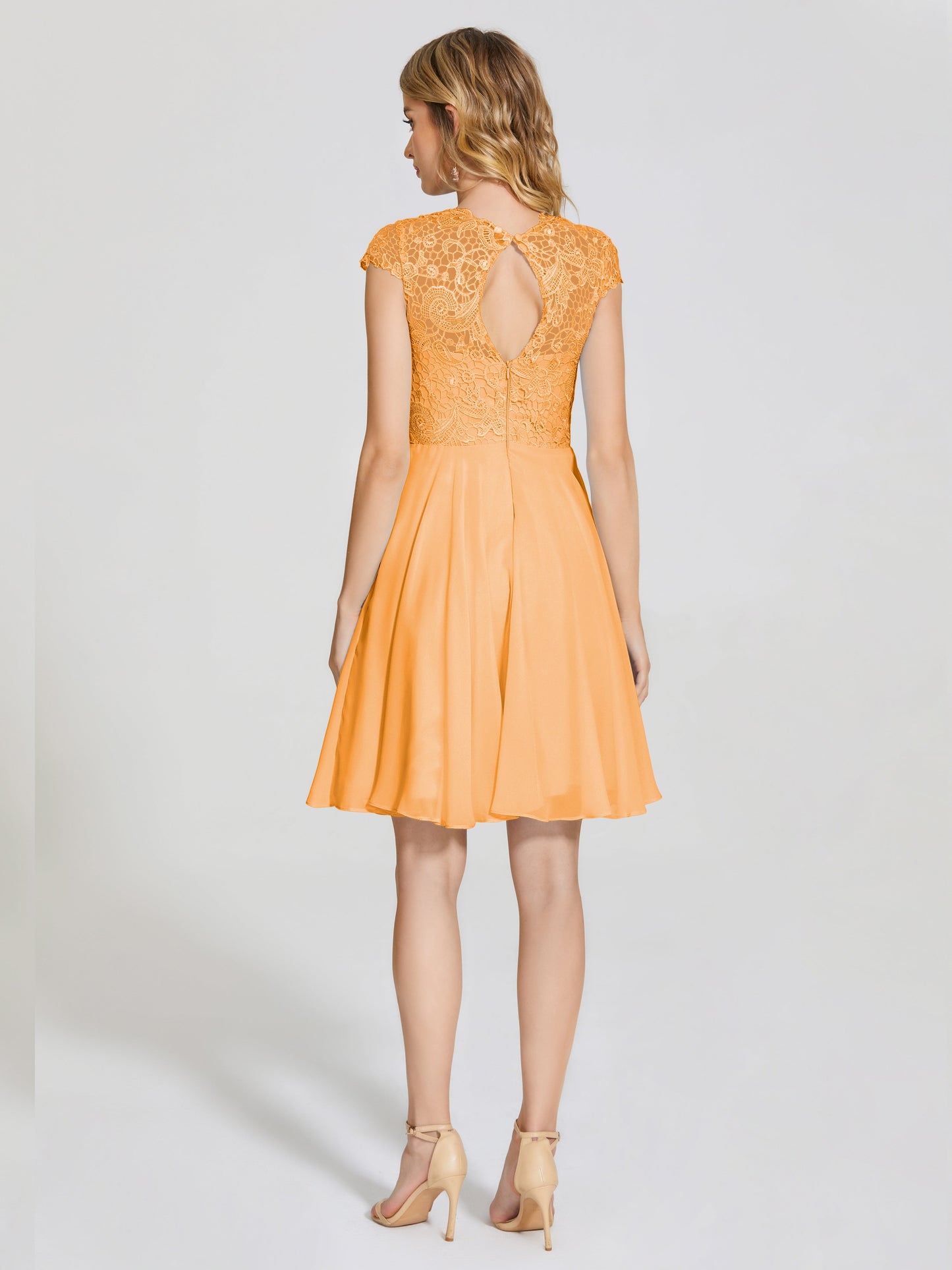 Alana Lace Cap Sleeves Short Bridesmaid Dress