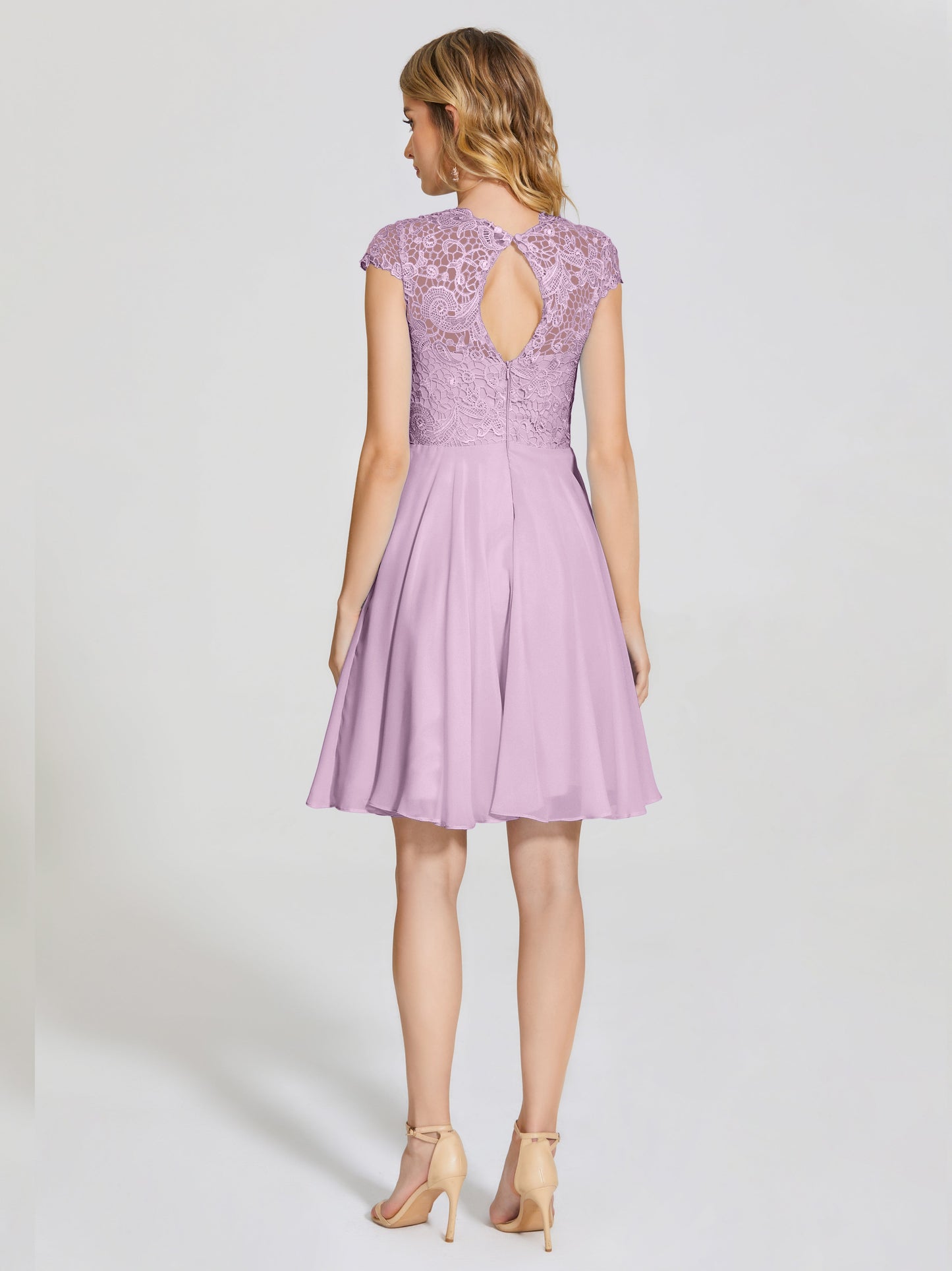 Alana Lace Cap Sleeves Short Bridesmaid Dress