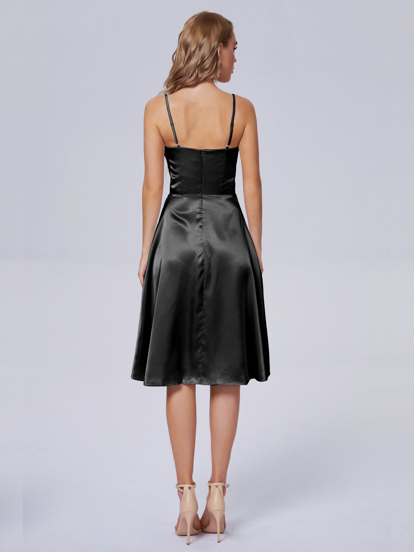 Marley Casual Split Soft Satin Short Bridesmaid Dresses