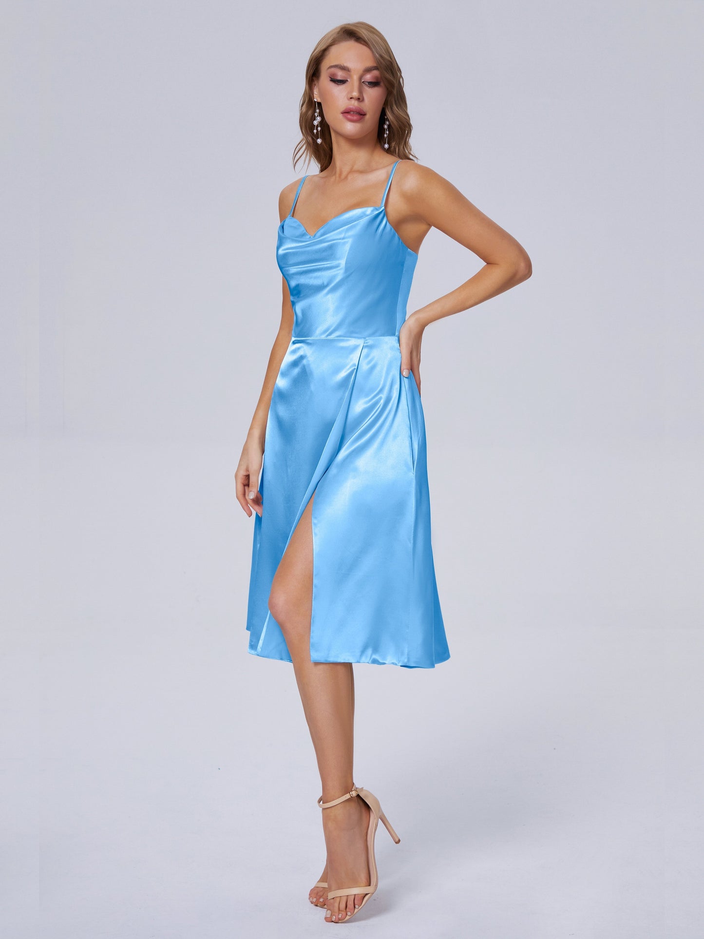 Marley Casual Split Soft Satin Short Bridesmaid Dresses