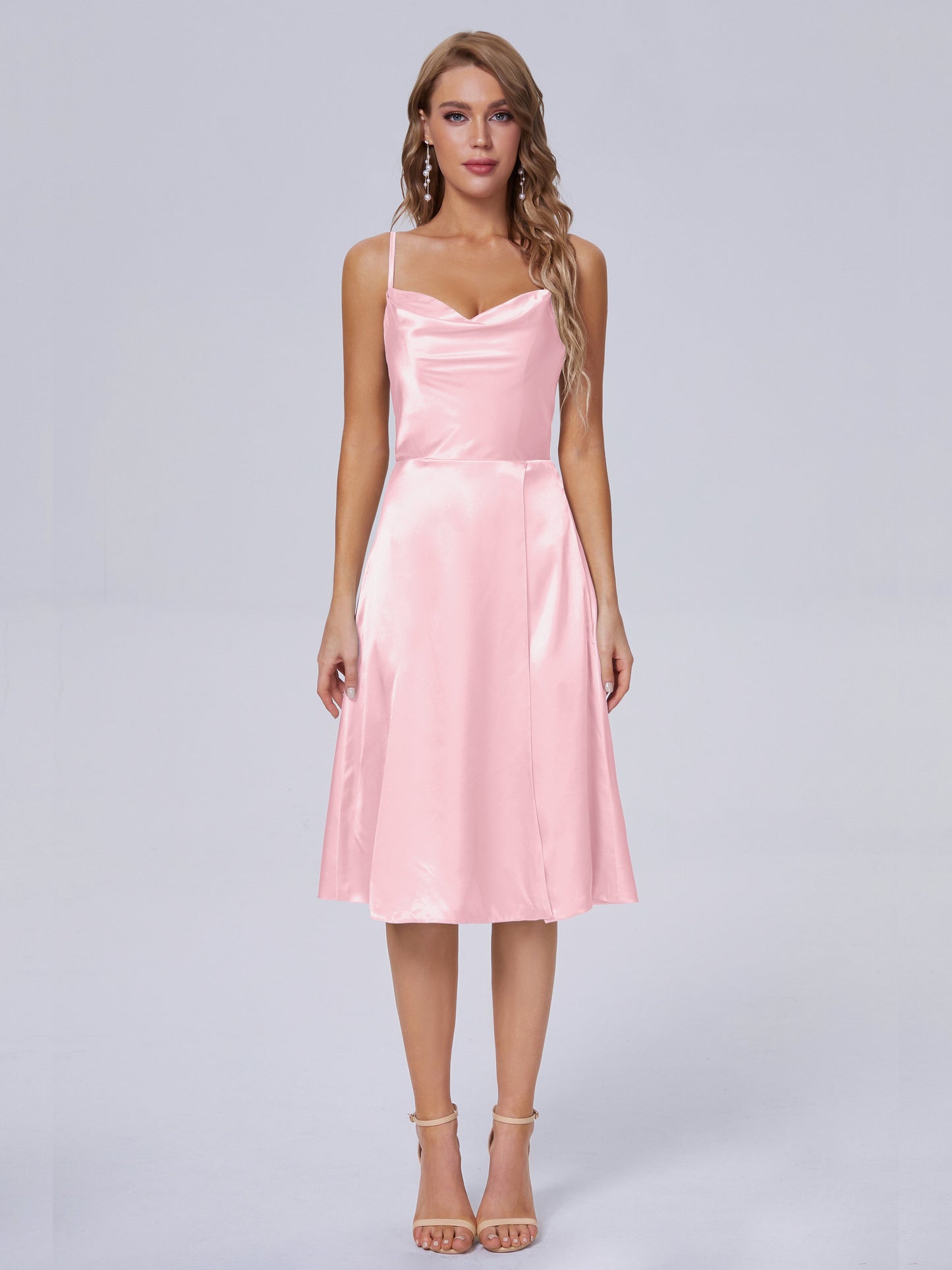 Marley Casual Split Soft Satin Short Bridesmaid Dresses