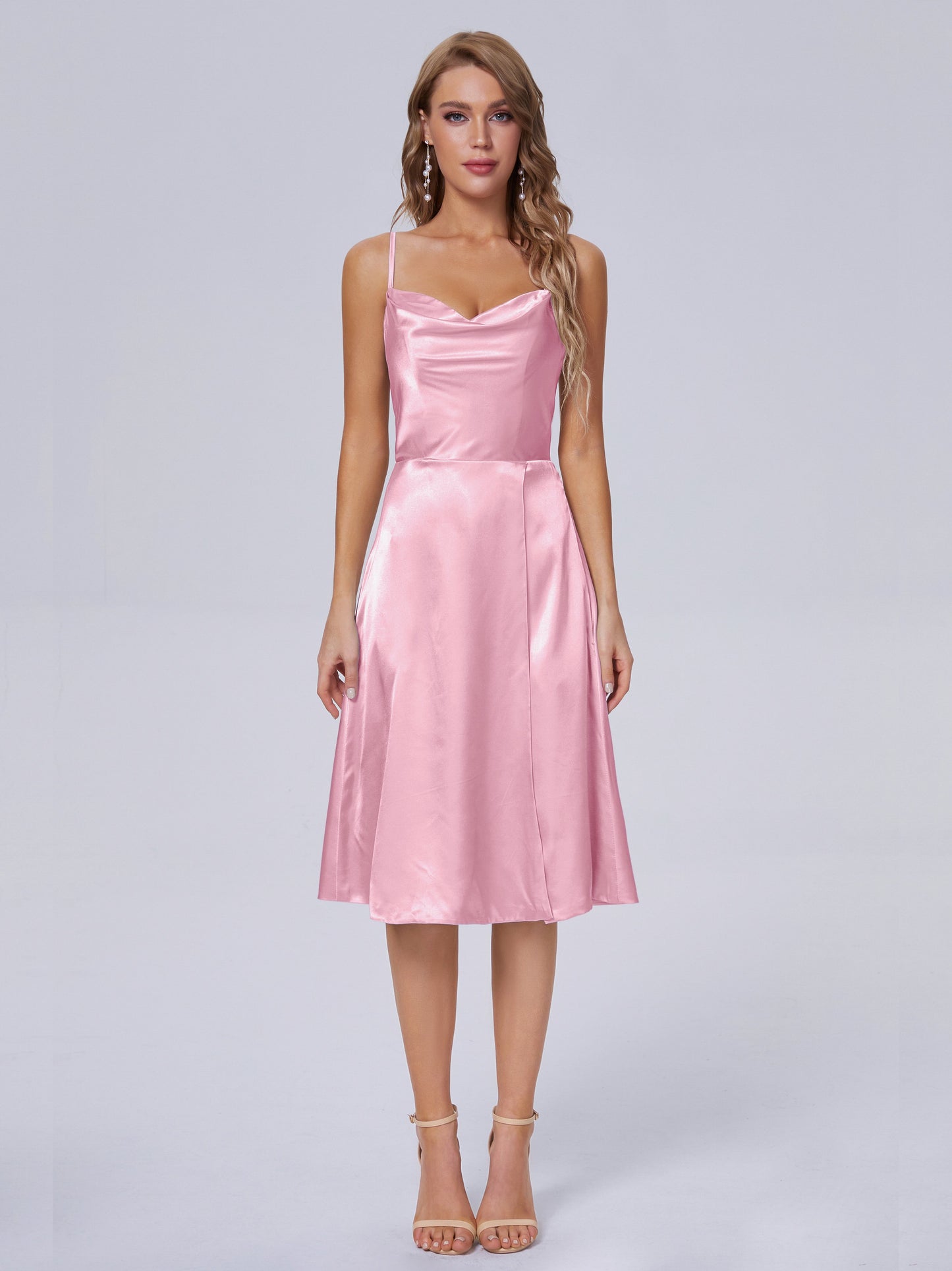 Marley Casual Split Soft Satin Short Bridesmaid Dresses