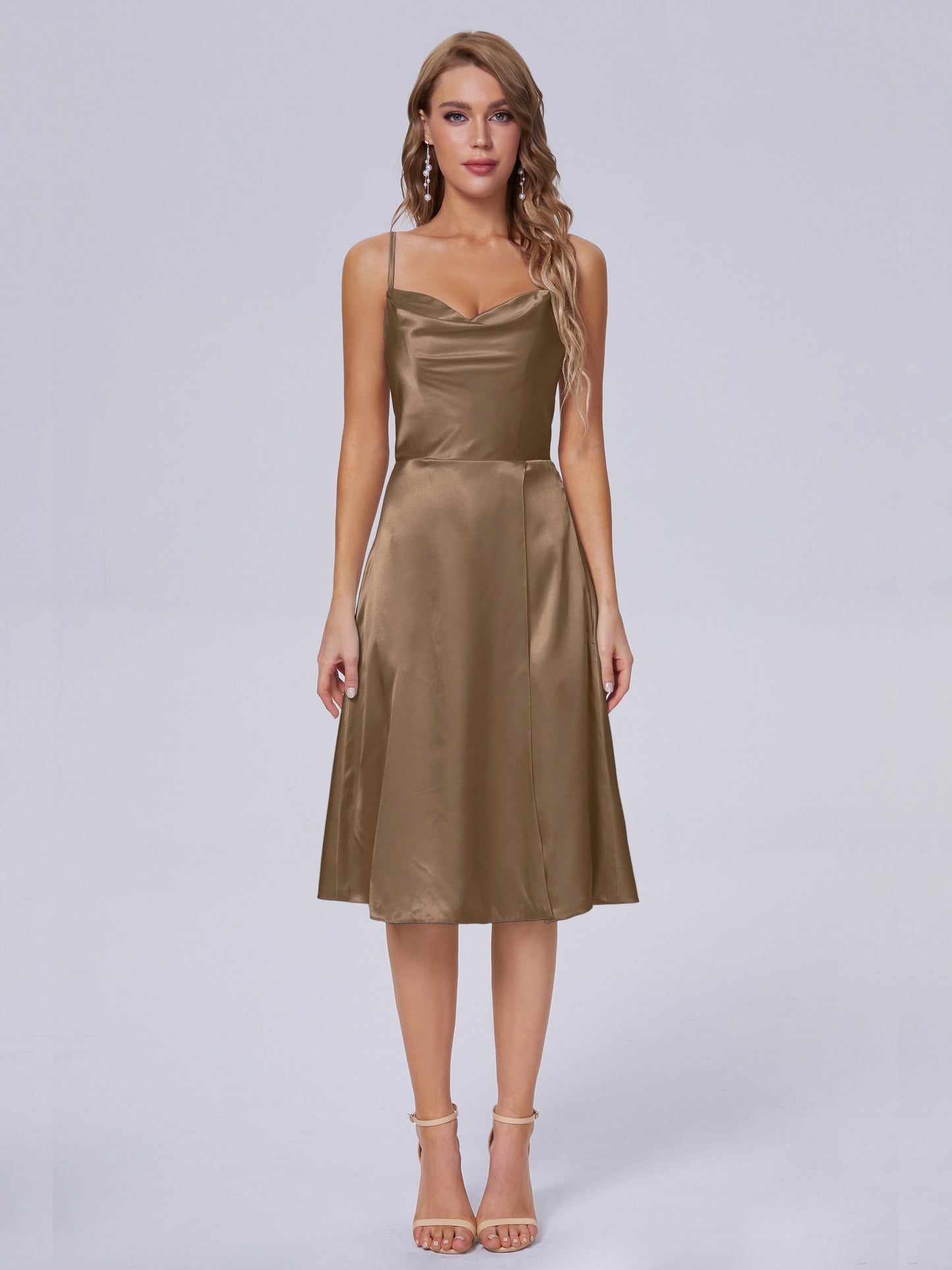 Marley Casual Split Soft Satin Short Bridesmaid Dresses