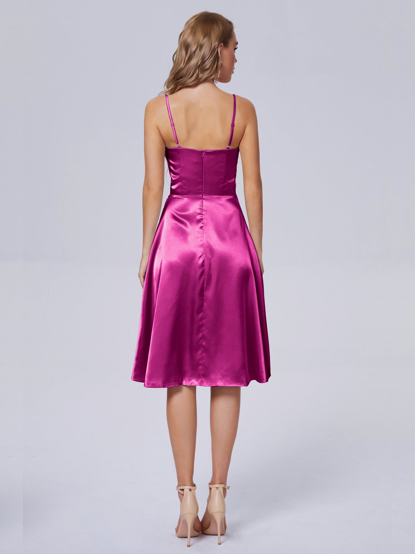 Marley Casual Split Soft Satin Short Bridesmaid Dresses