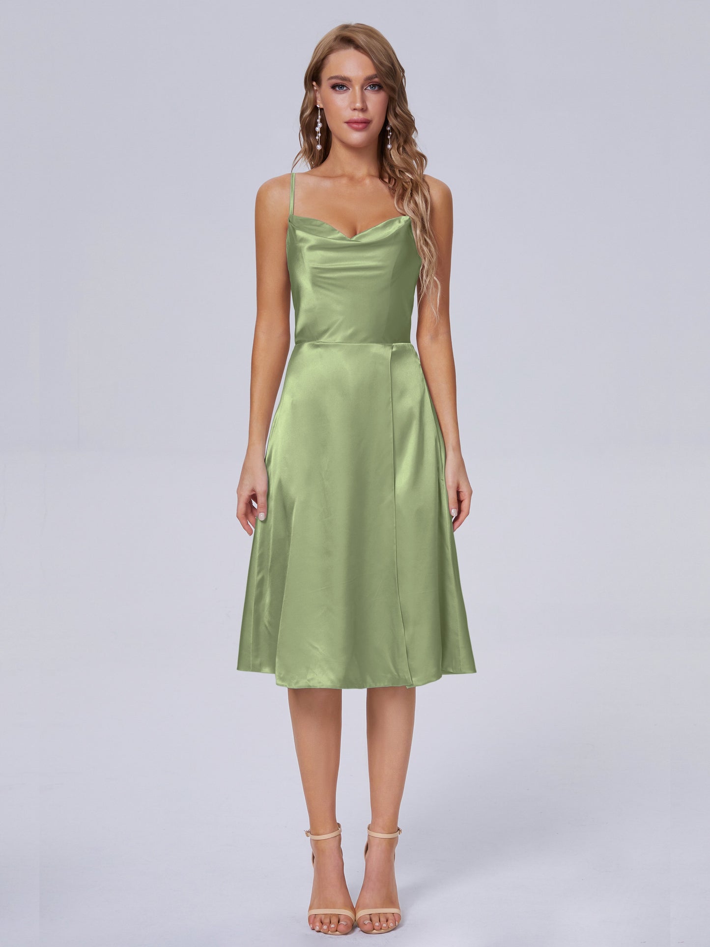 Marley Casual Split Soft Satin Short Bridesmaid Dresses