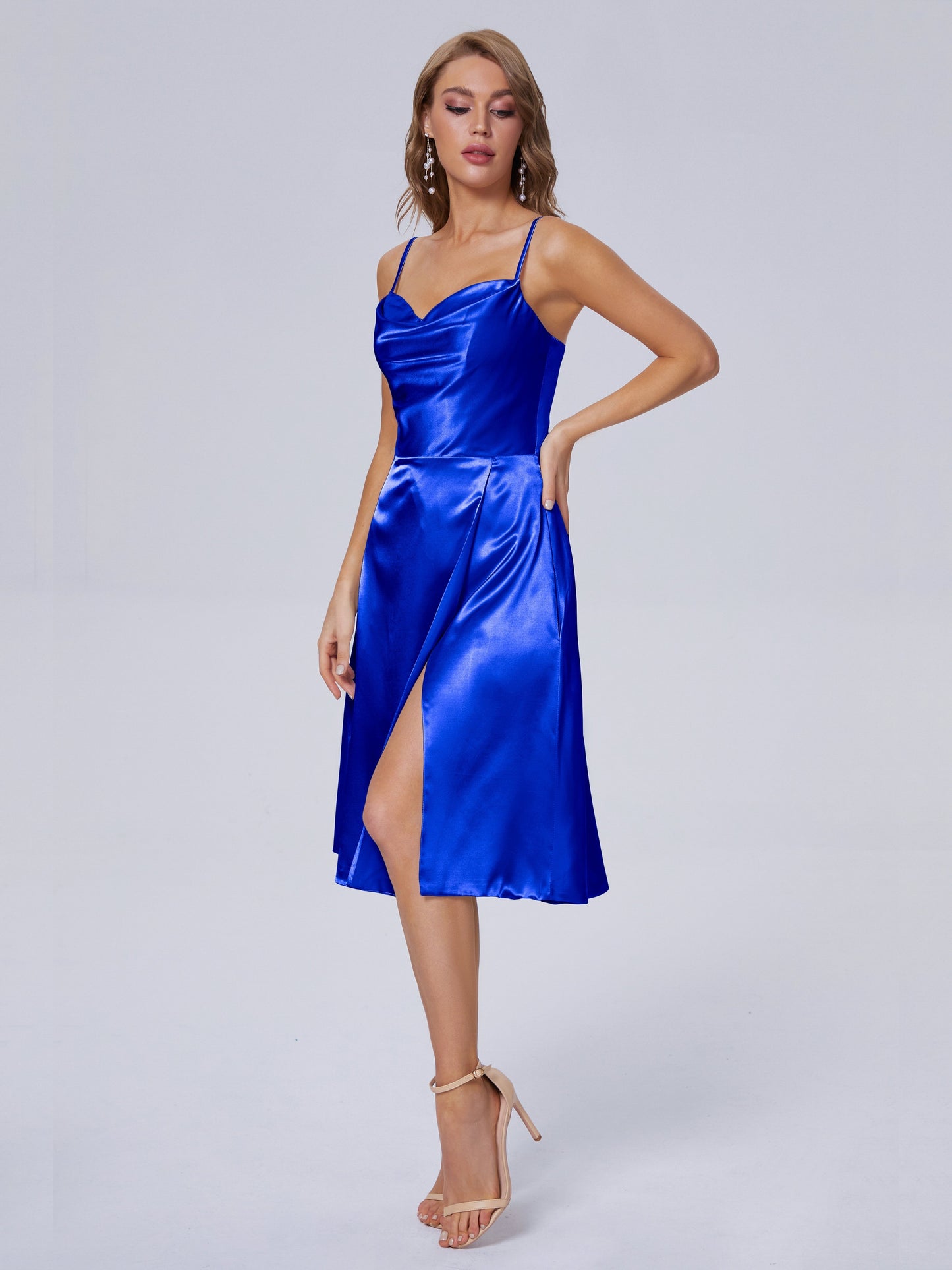 Marley Casual Split Soft Satin Short Bridesmaid Dresses