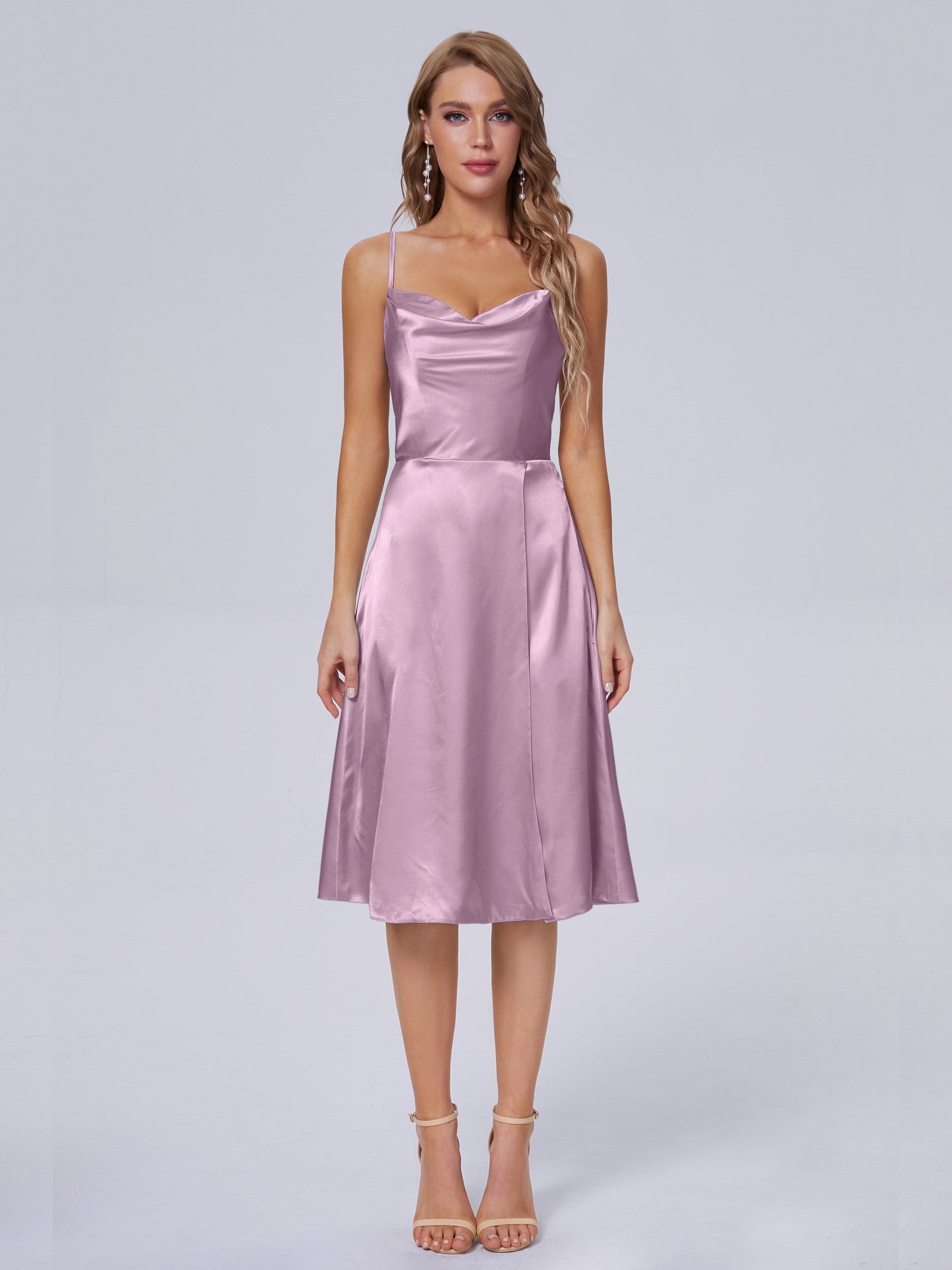 Marley Casual Split Soft Satin Short Bridesmaid Dresses