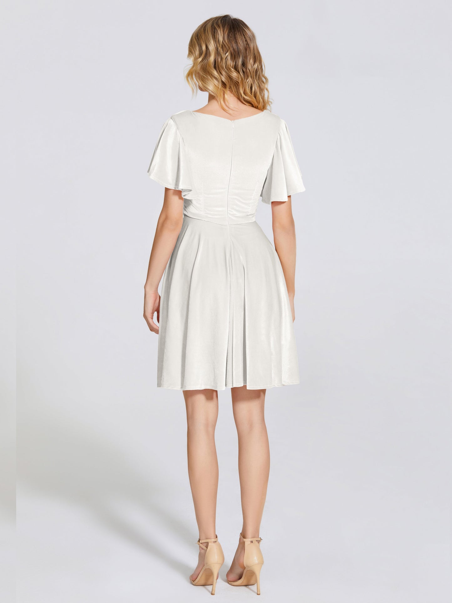 Adriana Velvet Bridesmaid Dress With Short Sleeves