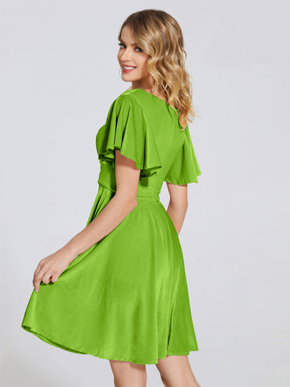 Adriana Velvet Bridesmaid Dress With Short Sleeves