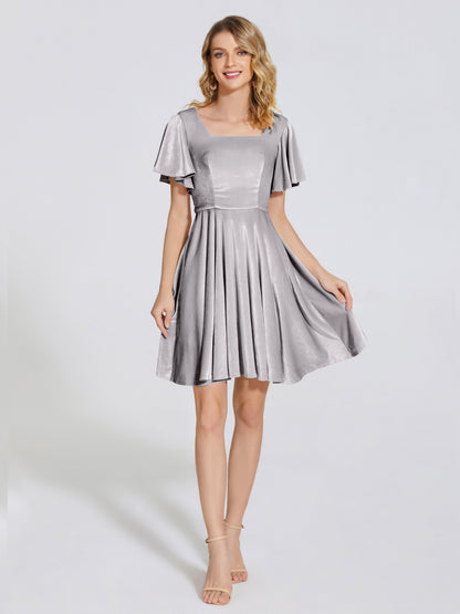 Adriana Velvet Bridesmaid Dress With Short Sleeves
