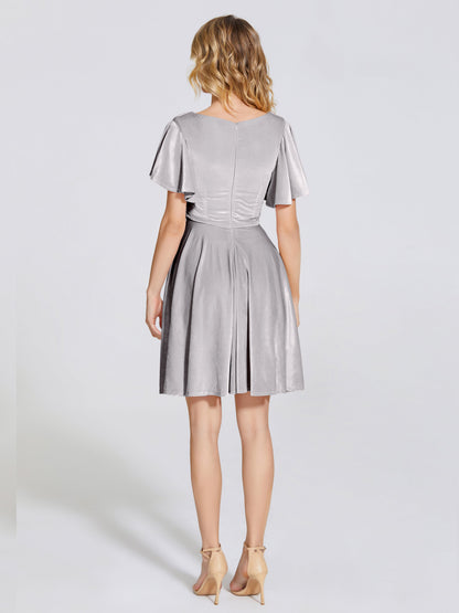 Adriana Velvet Bridesmaid Dress With Short Sleeves