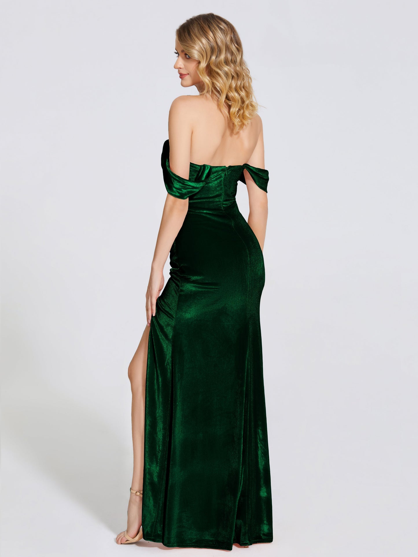 Cicinia Off Shoulder Trumpet Velvet Bridesmaid Dress