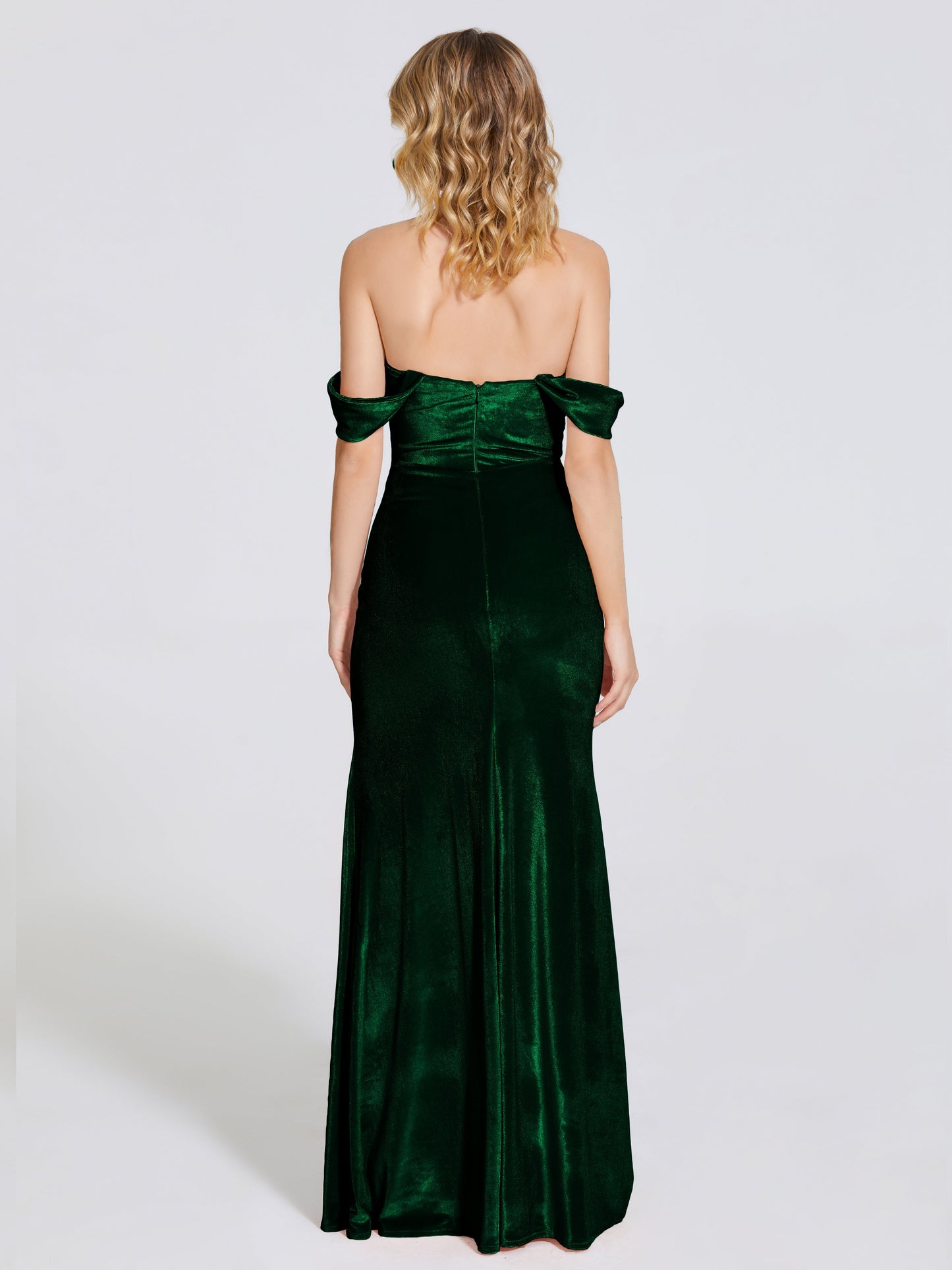 Cicinia Off Shoulder Trumpet Velvet Bridesmaid Dress