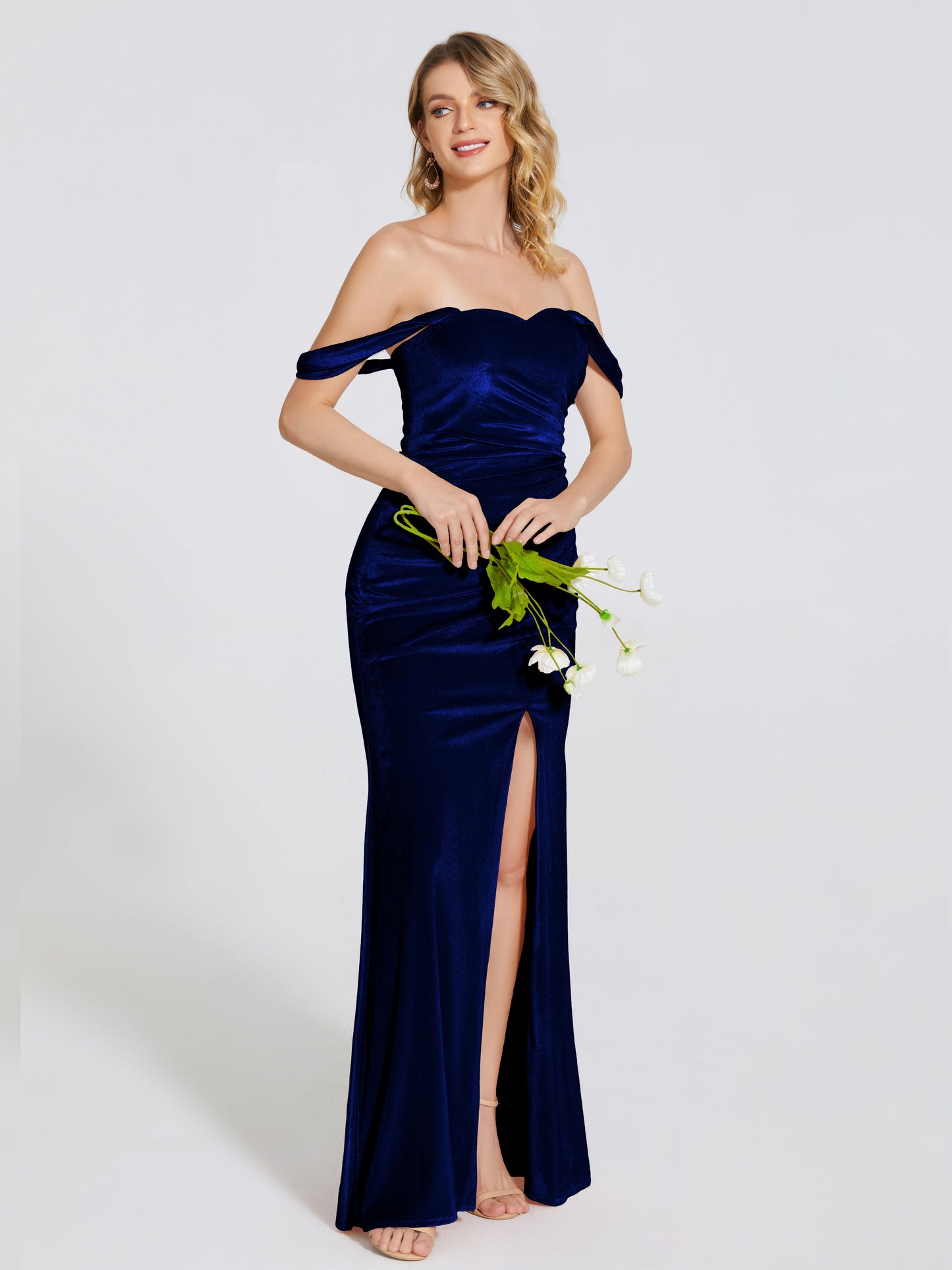 Cicinia Off Shoulder Trumpet Velvet Bridesmaid Dress