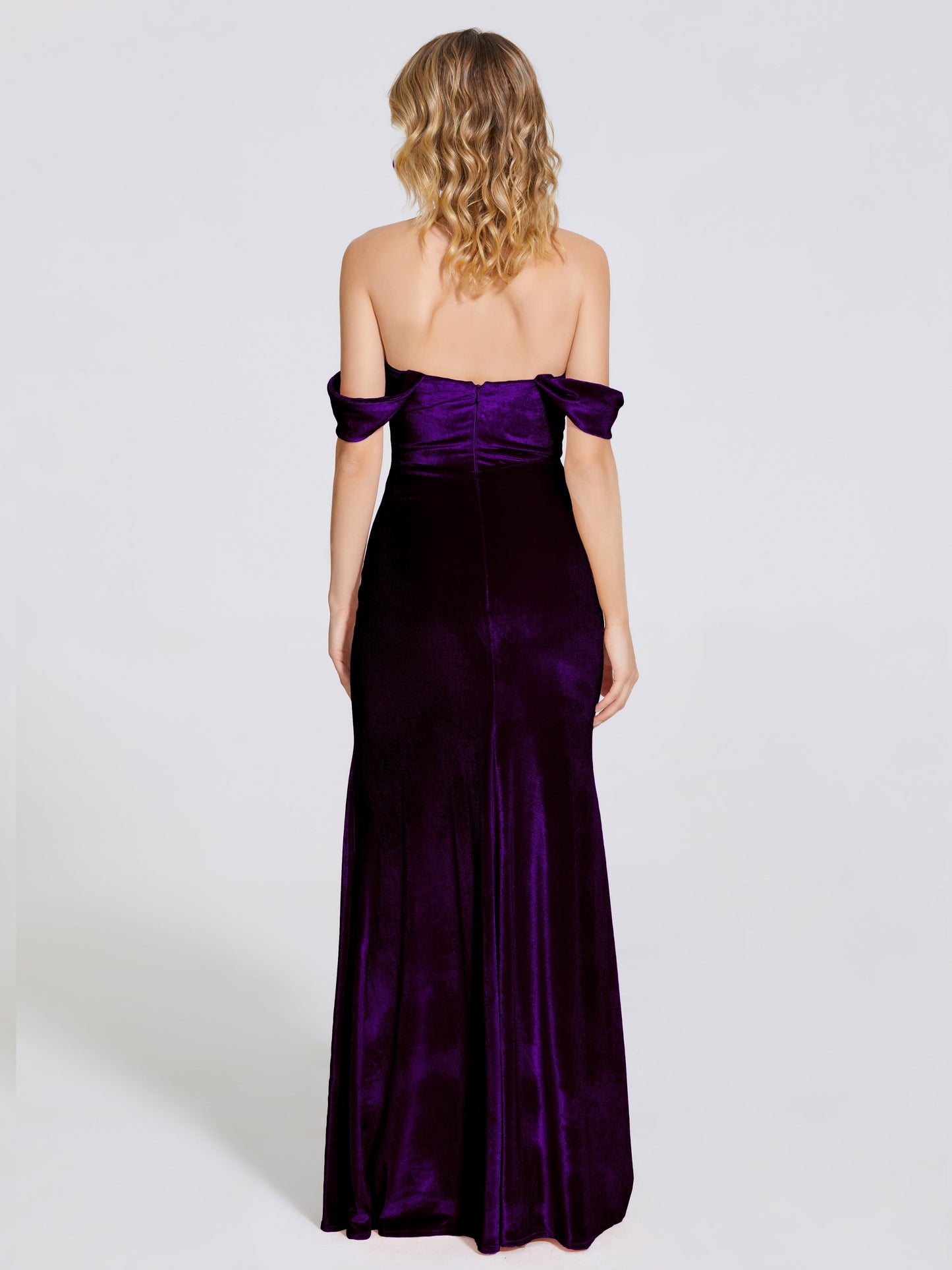 Cicinia Off Shoulder Trumpet Velvet Bridesmaid Dress
