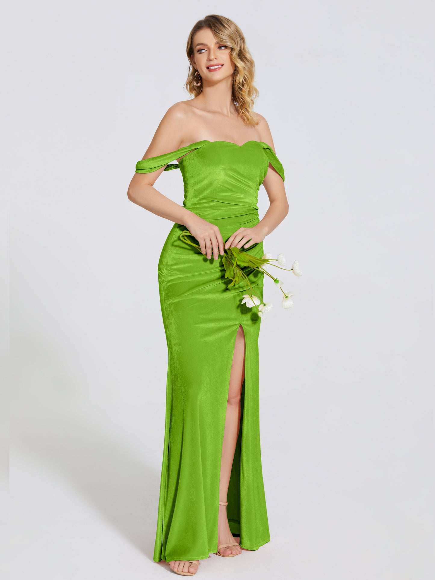 Cicinia Off Shoulder Trumpet Velvet Bridesmaid Dress