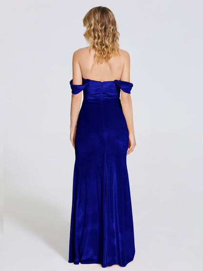Cicinia Off Shoulder Trumpet Velvet Bridesmaid Dress