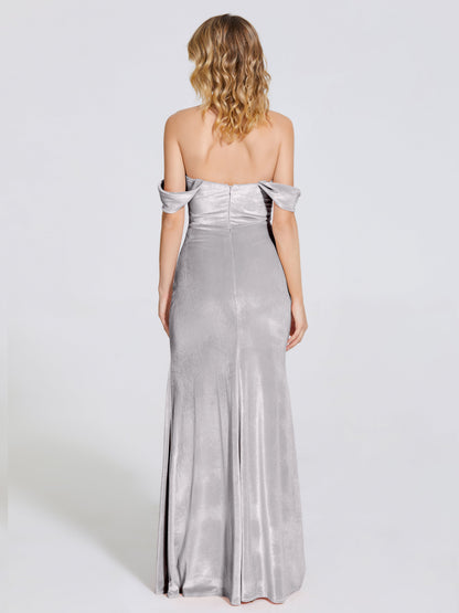 Cicinia Off Shoulder Trumpet Velvet Bridesmaid Dress