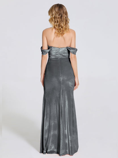 Cicinia Off Shoulder Trumpet Velvet Bridesmaid Dress