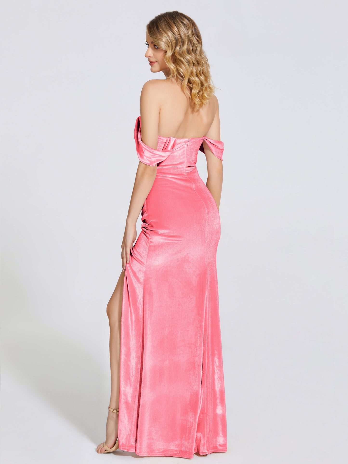 Cicinia Off Shoulder Trumpet Velvet Bridesmaid Dress