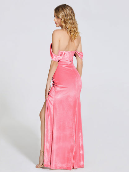 Cicinia Off Shoulder Trumpet Velvet Bridesmaid Dress